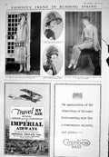 Old 1925 Ladies Spring Fashion Hat Imperial Airways Cerebos Salt Pyre 20th
