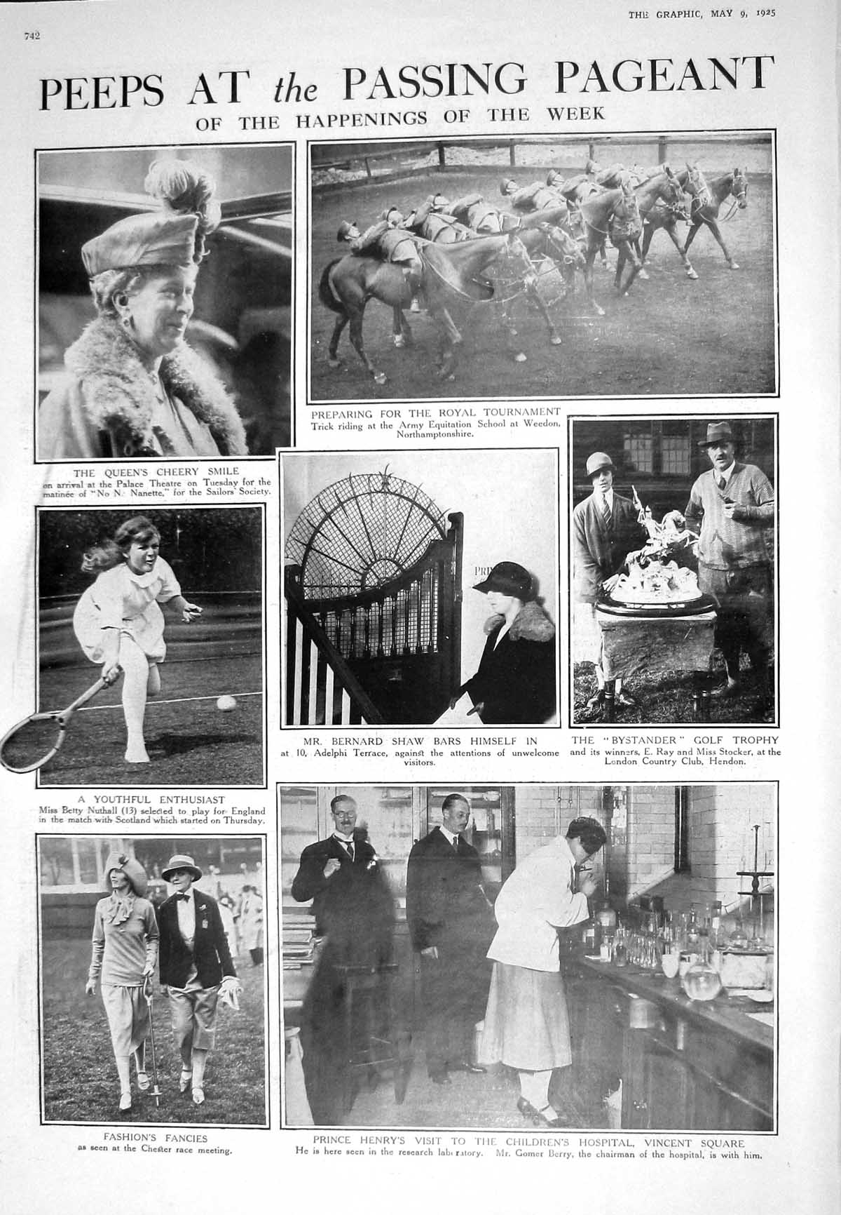 Old 1925 Queen Horses Bernard Shaw Nuthall Golf Prince Henry Berry Mo 20th