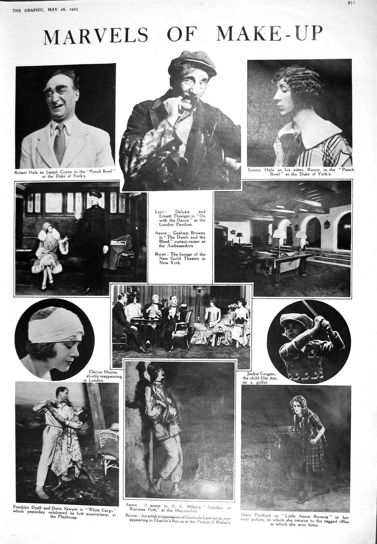 Old 1925 Theatre Robert Hale Dyall Sawyer Pickford Coogan Browne Lond 20th
