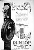 Old Print 1925 Advertisement Dunlop Cord Balloon Tyres Rubber Birmingham 20th