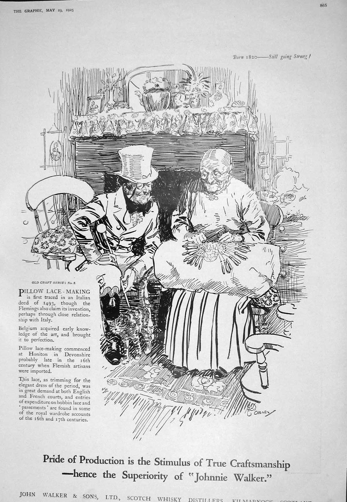 Antique Old Print *6044 1925 John Walker Scotch Whisky Distillers Kilmarnock
