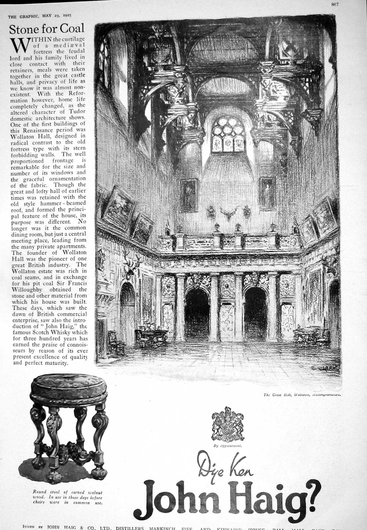 Antique Old Print 1925 John Haig Scotch Whisky Imperial Jewel Casket Chinese