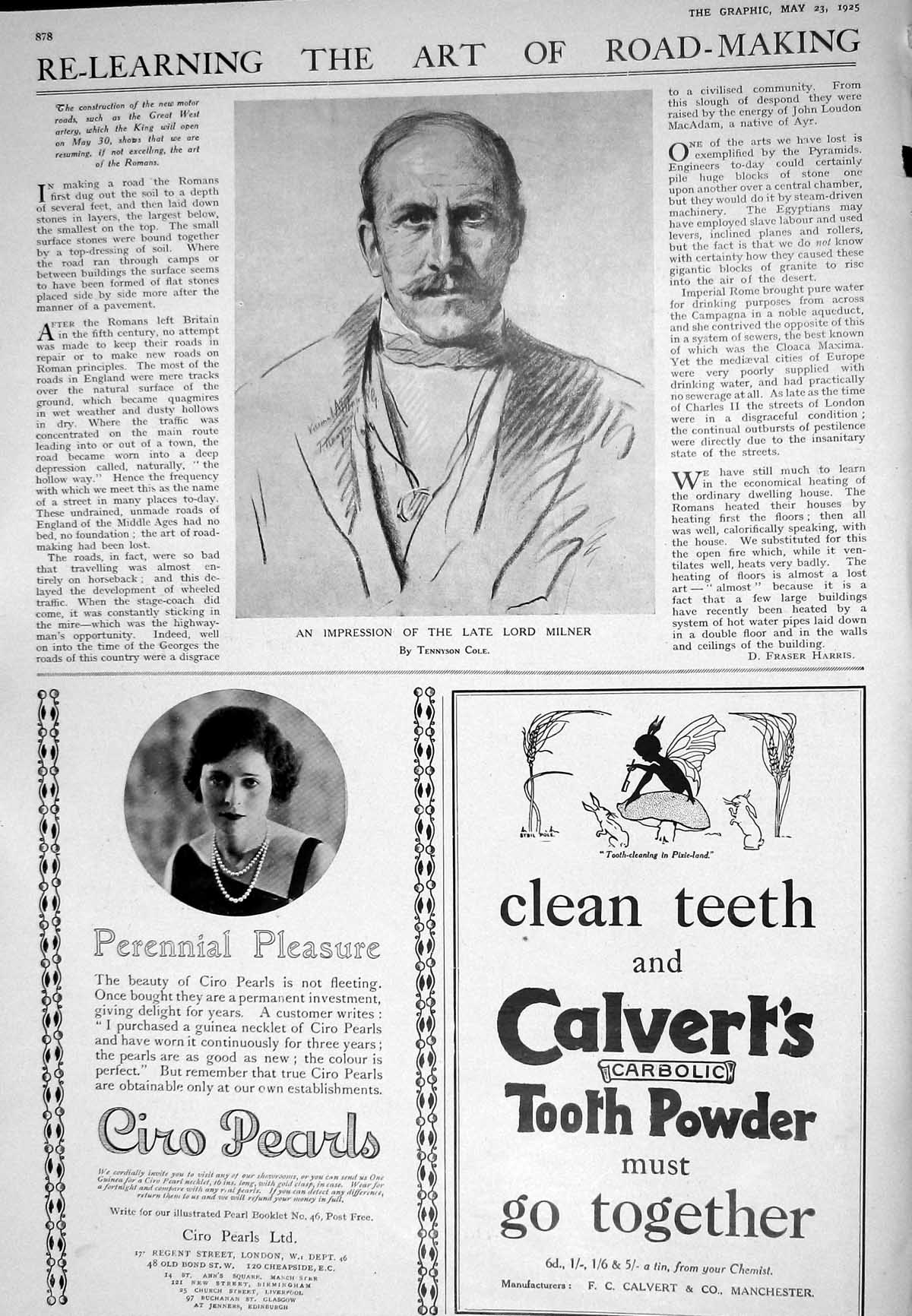 Old 1925 Impression Lord Milner Ciro Pearls Calvert'S Tooth Pratts Oi 20th