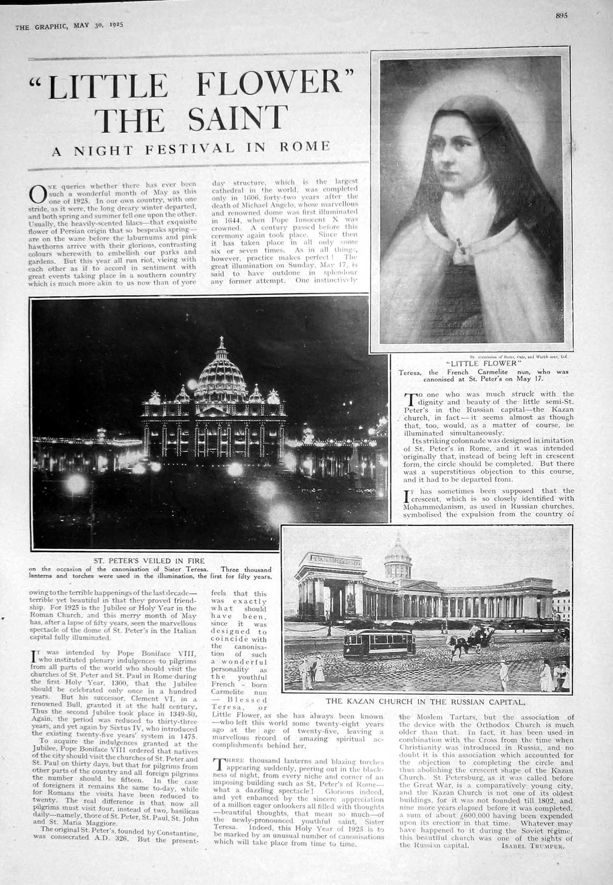 Old 1925 Teresa French Carmelite Nun Kazan Church St. Peter'S Fort Ti 20th