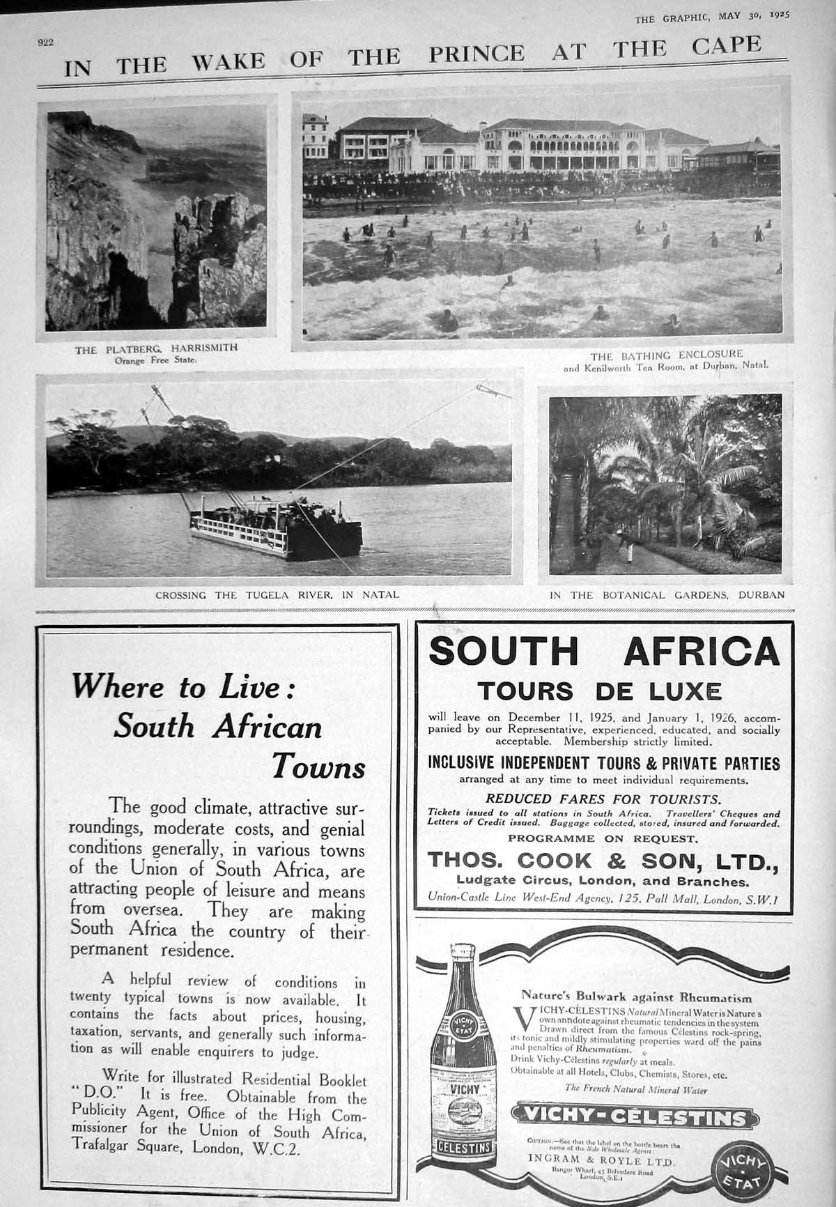 Old 1925 Platberg Harrismith Tugela River Africa Durban British Petro 20th