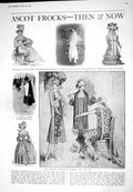Old 1925 Ascot Frocks Ladies Fashion Hats Peron Gown Reville Horse Ra 20th