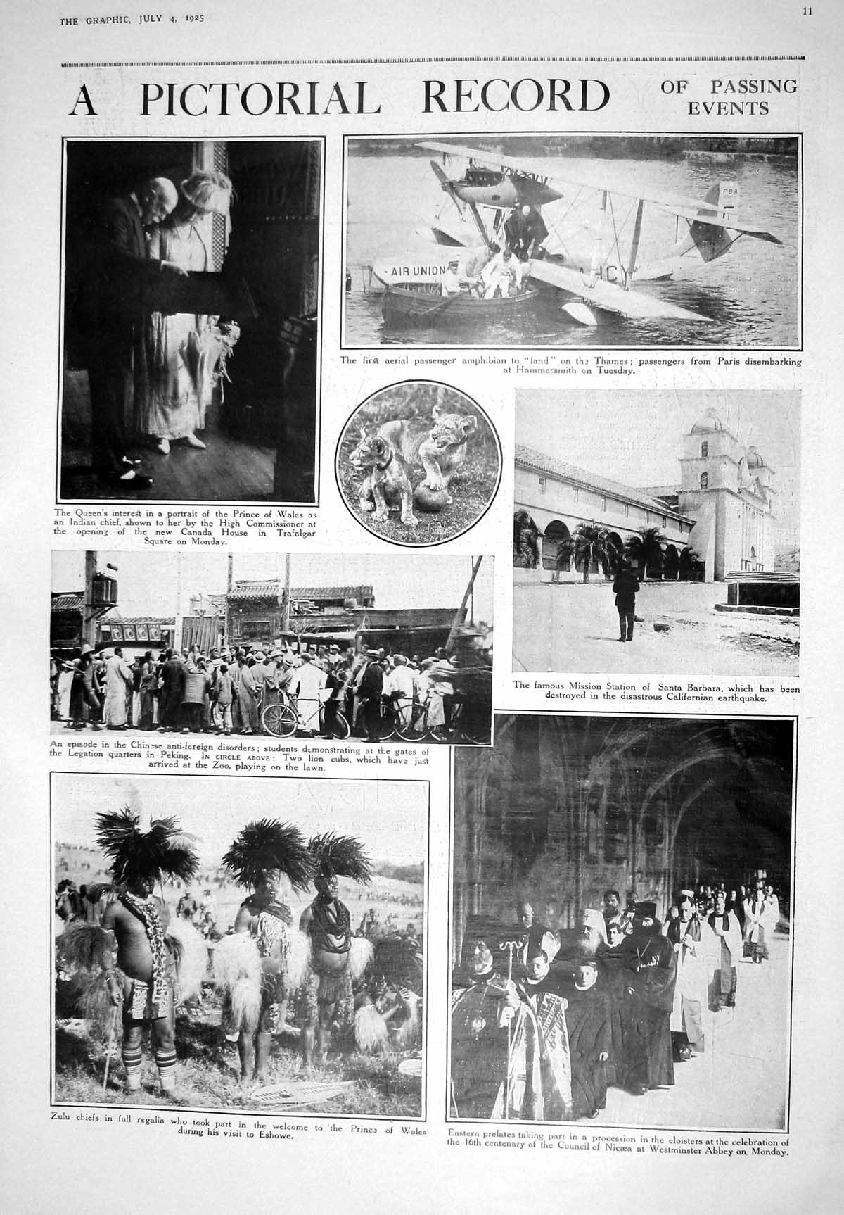 Old 1925 Prince Wales Amphibian Westminster Abbey Zulu Chiefs Eshowe 20th