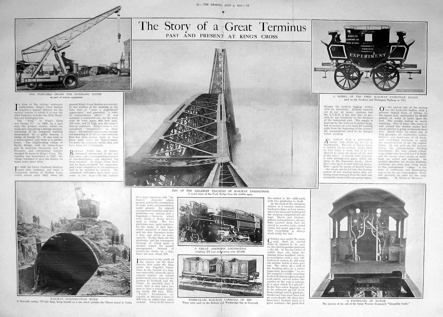 Old 1925 Railways Locomotive Train King'S Cross Forth Bridge Crane Pa 0 20th