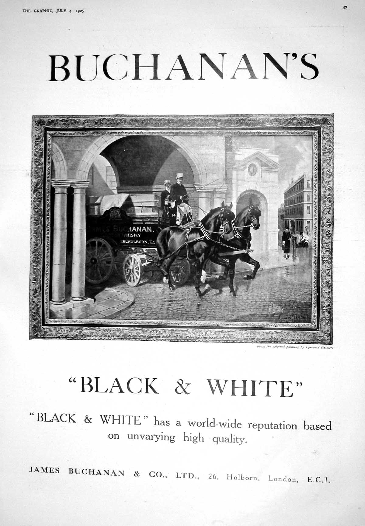 Antique Old Print 1925 Buchanan'S Black White Scotch Whisky Mannequins Paris