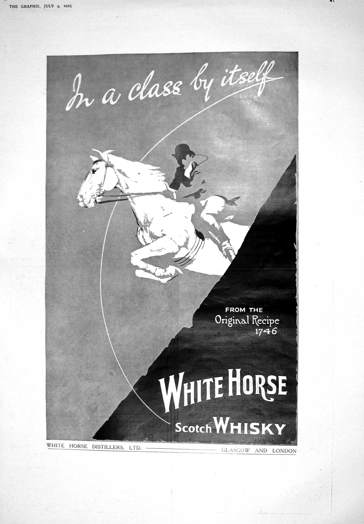 Antique Print 1925 White Horse Scotch Whisky Rhodes Grave Matoppos Rhodesia