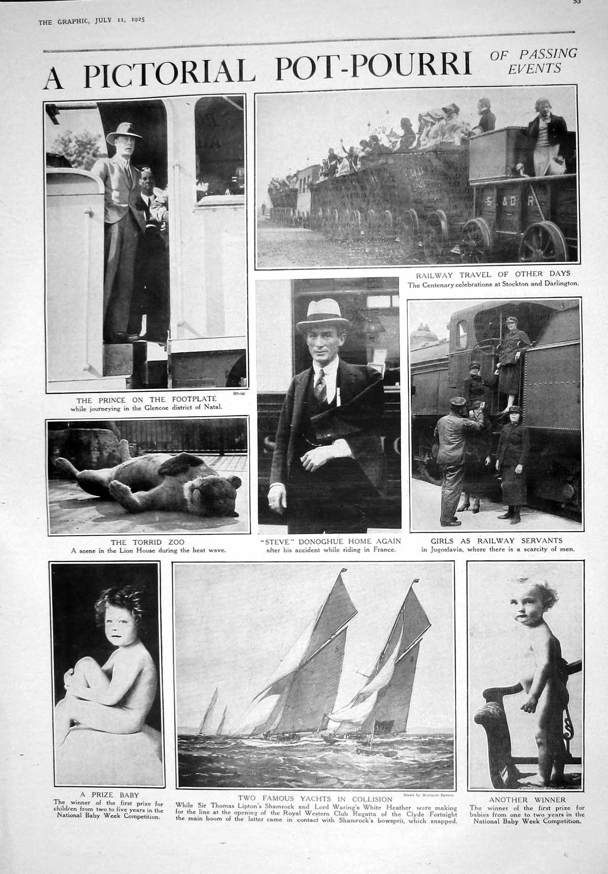 Old 1925 Prince Wales Train Natal Zoo Lion Yacht Shamrock Steve Donog 20th