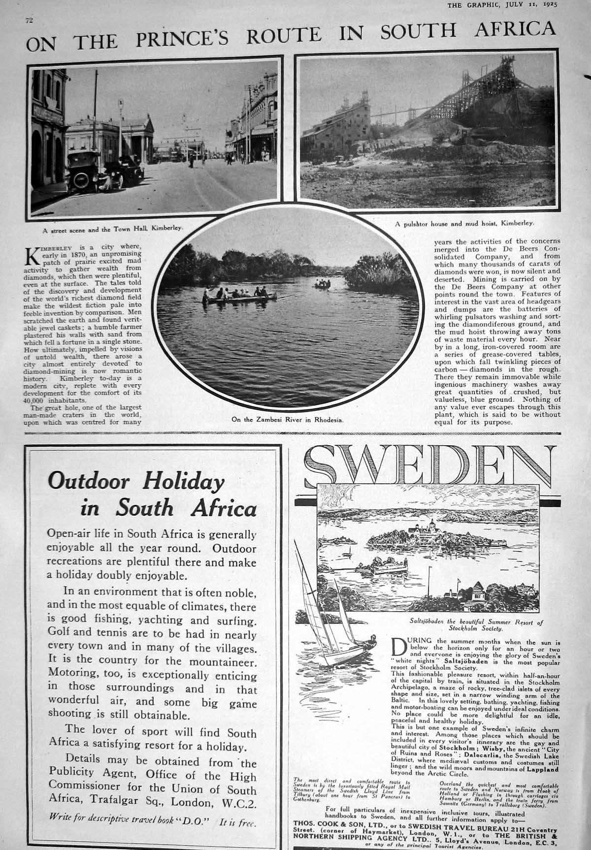 Old 1925 Africa Town Hall Kimberley Mud Hoist Zambesi River Fashion B 20th