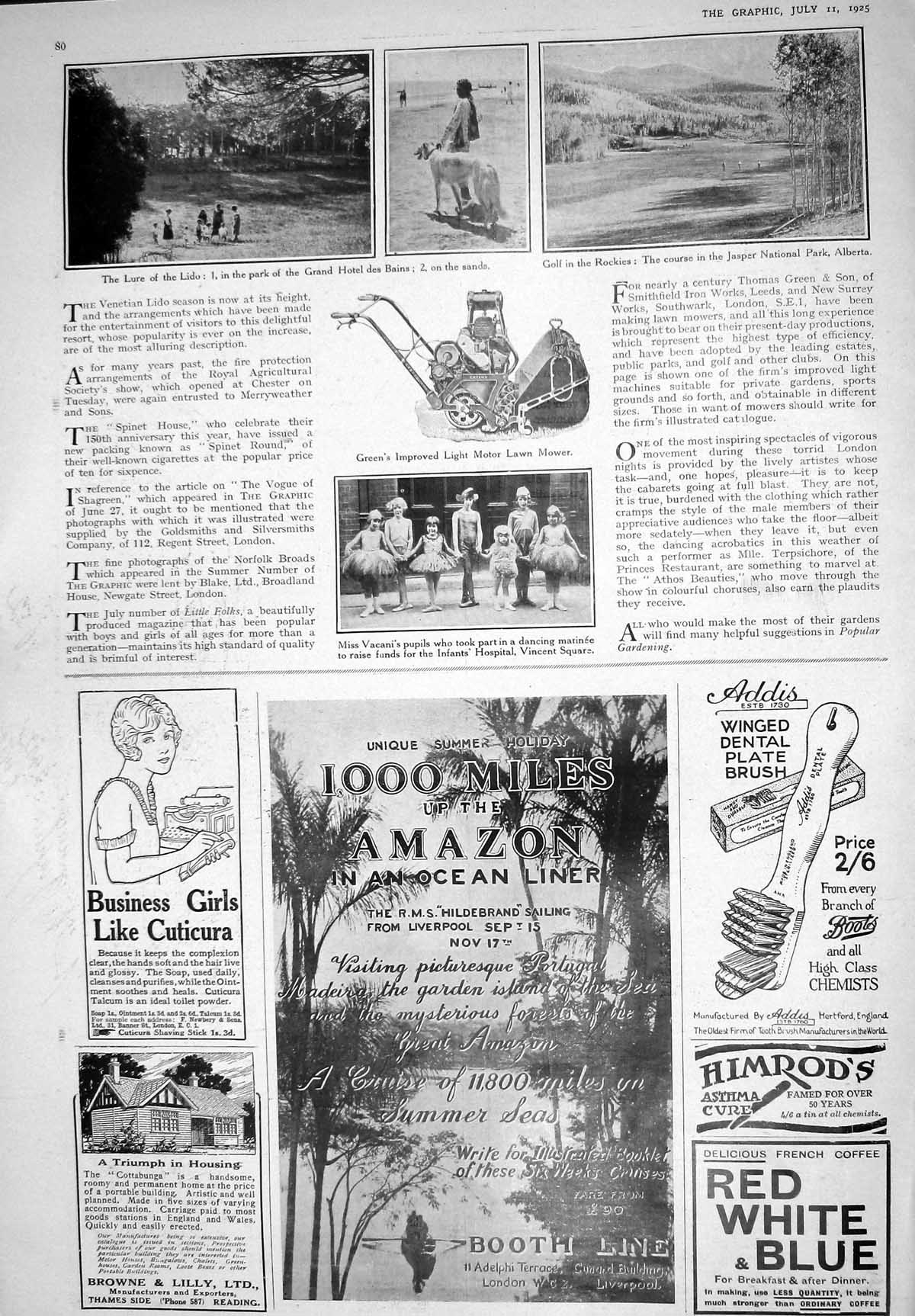 Old 1925 Hotel Bains Lido Jasper Alberta Vacani Green Mower Aertex Un 20th