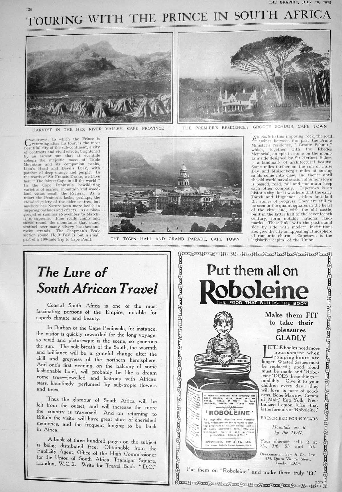 Antique Print 1925 Harvest Hex Valley Cape Groote Schuur Africa Gieves Bols