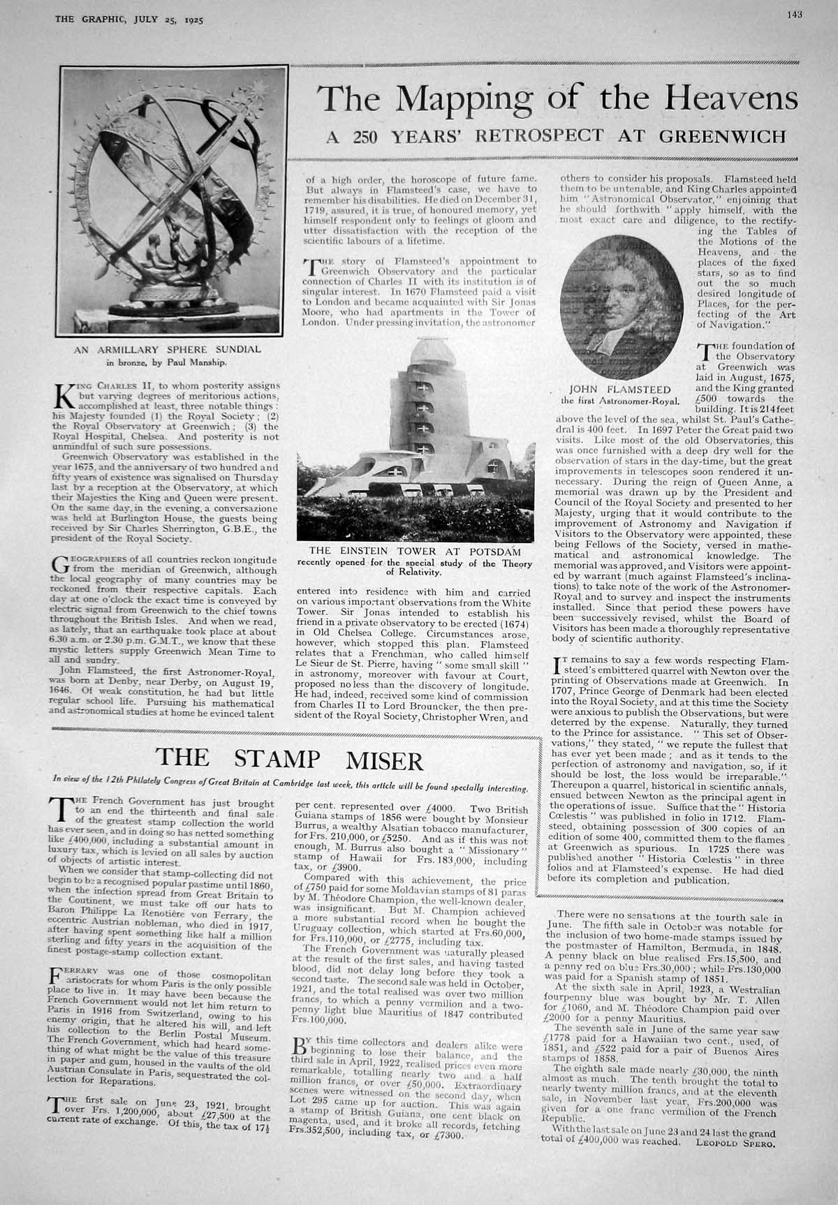 Old 1925 John Flamsteed Einstein Tower Potsdam Sphere Sundial Subway 20th