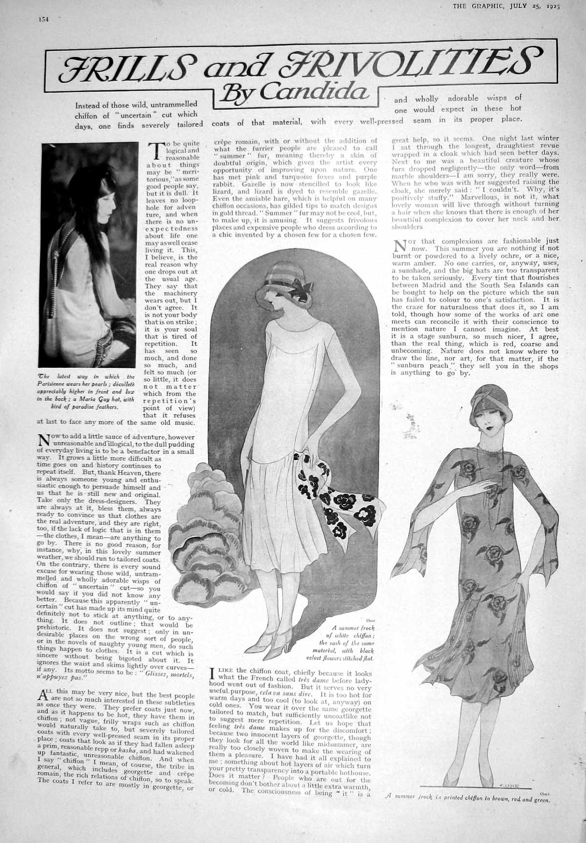 Old 1925 Fashion Summer Frock Chiffon Barbara Harcourt Lady Alexandra 20th
