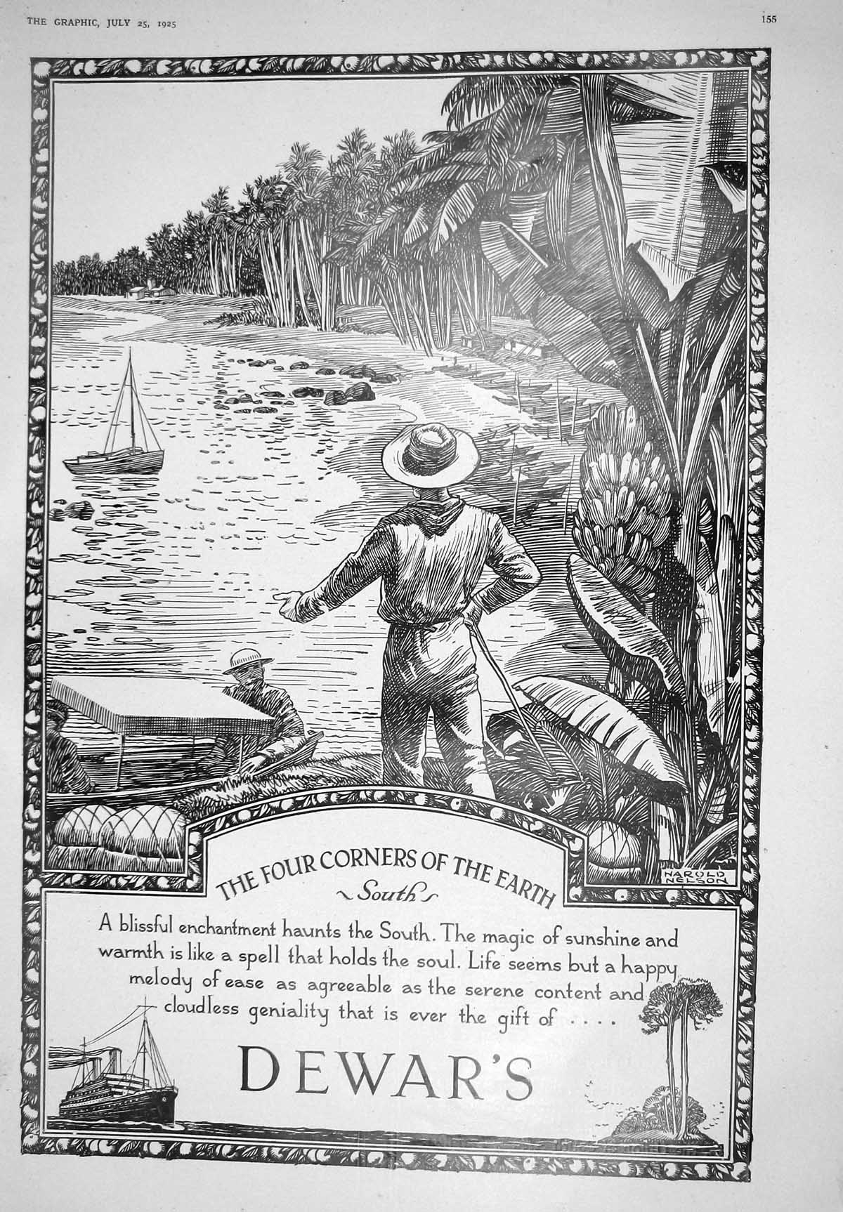 Old Print 1925 Dewars Scotch Whisky Raadzaal Pretoria Prince Wales Crest 20th