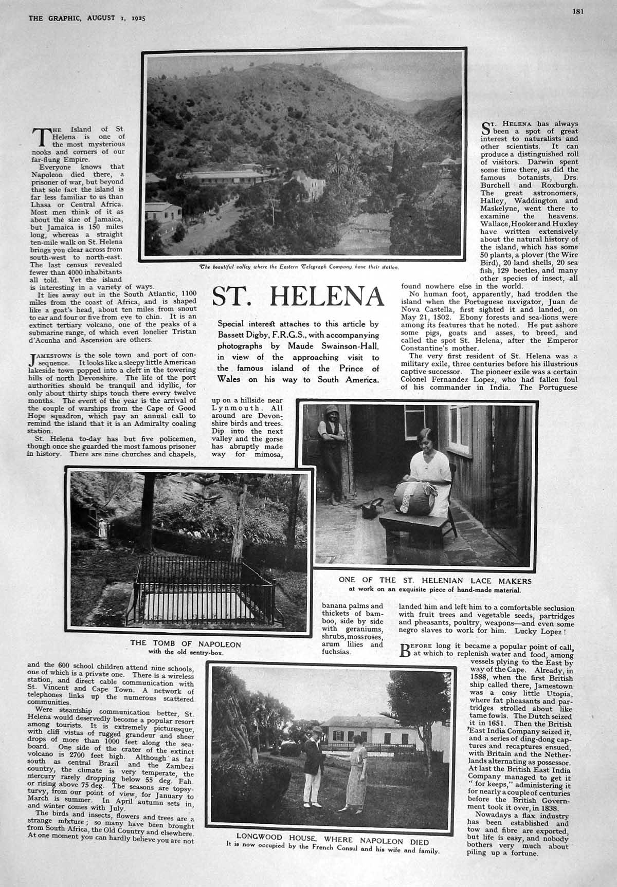 Old 1925 St. Helena Lace Maker Tomb Napoleon Longwood House John Hall 20th
