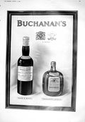 Old Print 1925 Black White Buchanan'S Scotch Whisky Okitsu Hiroshige Art 20th