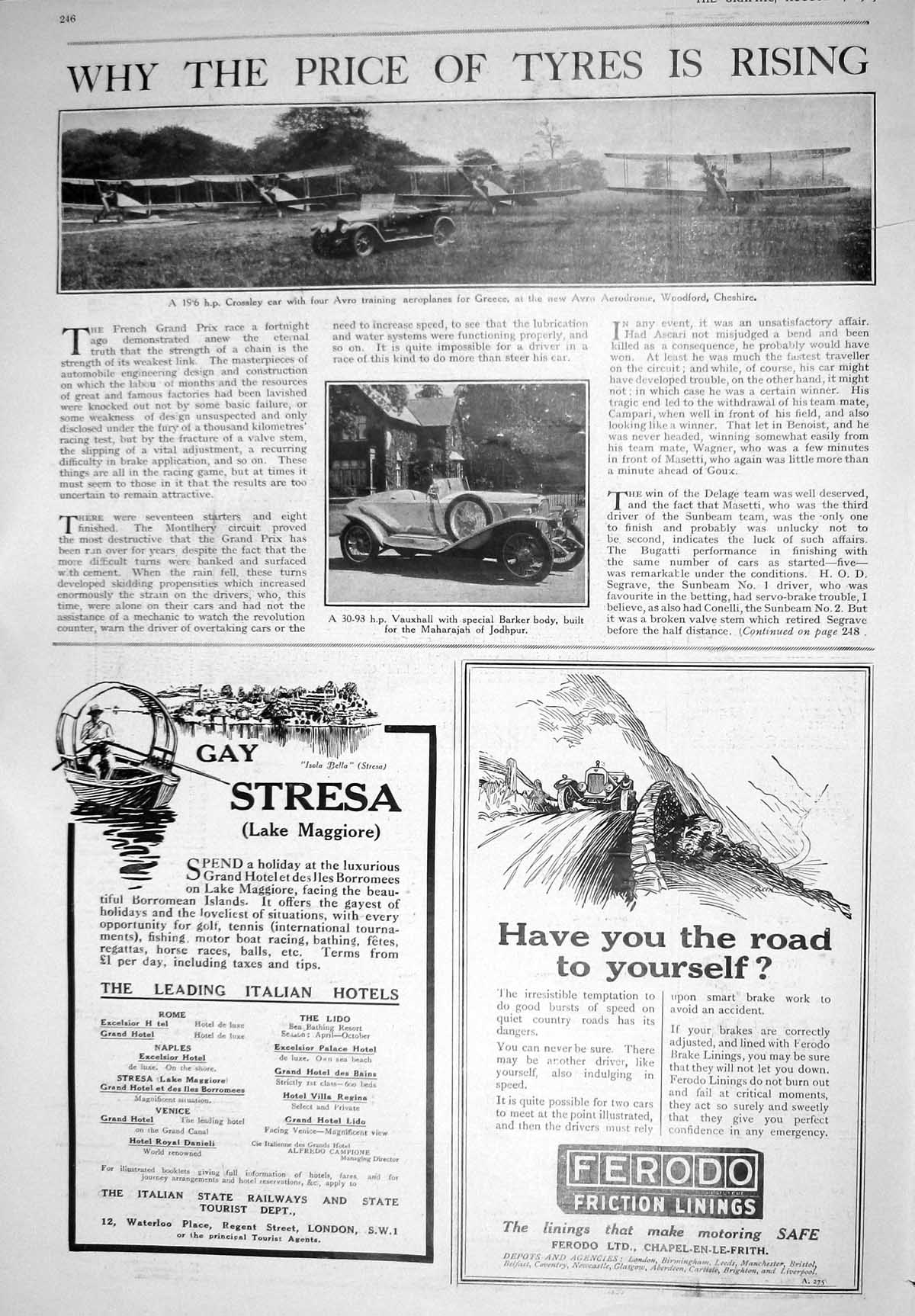 Old 1925 Crossley Motor Car Avro Aeroplane Vauxhall Standard Meltis C 20th