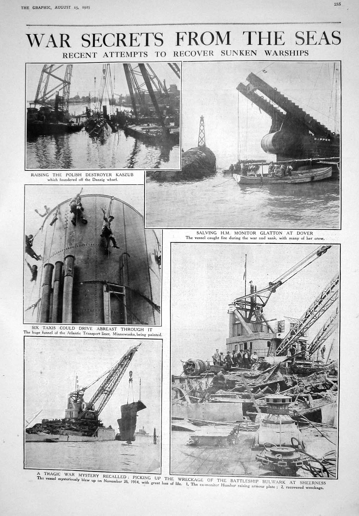 Old 1925 War Polish Ship Kaszub Monitor Glatton Bulwark Sheerness Min 20th