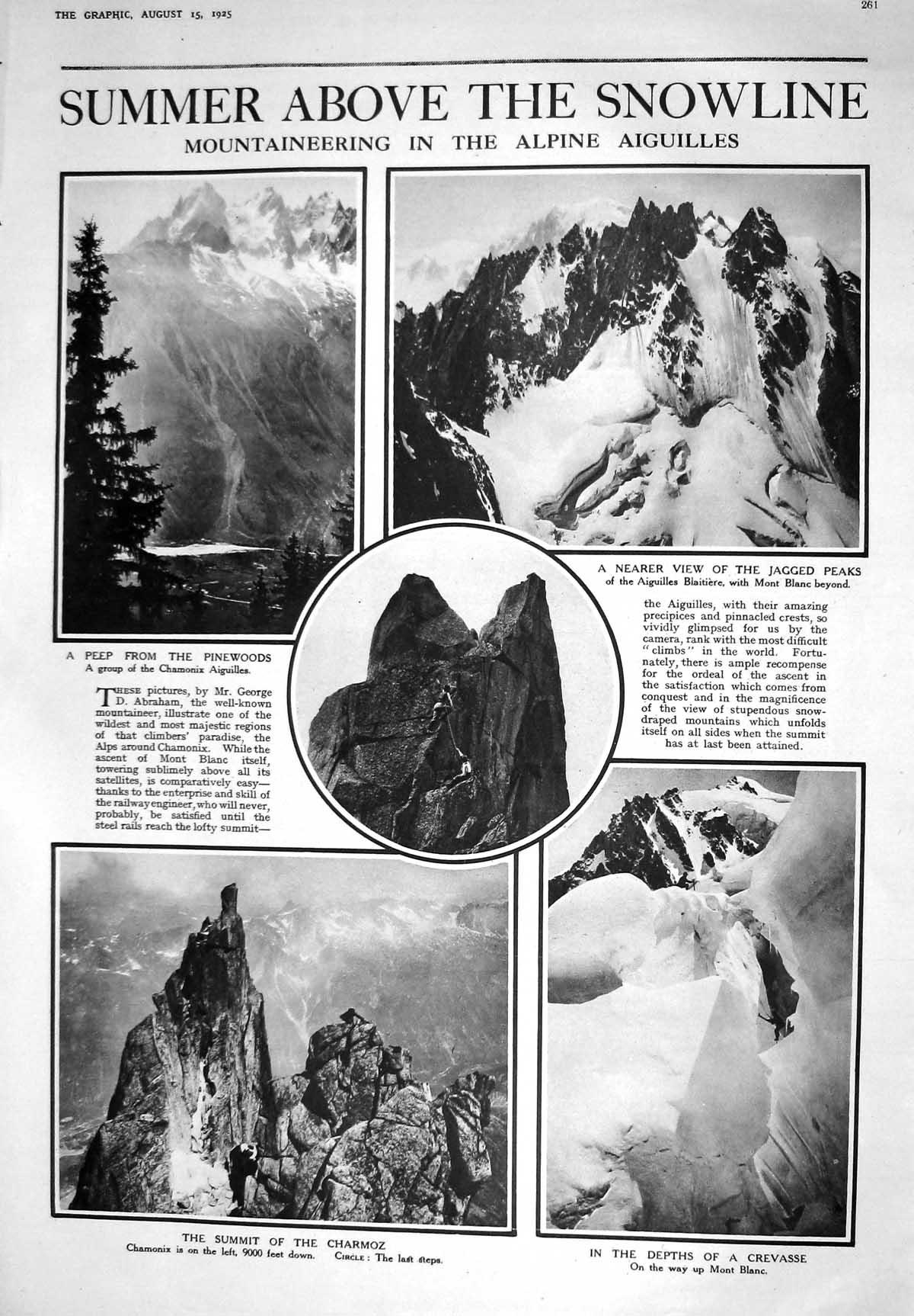Old 1925 Mountains Alpine Aiguilles Pinewoods Mont Blanc Charmoz Lond 20th