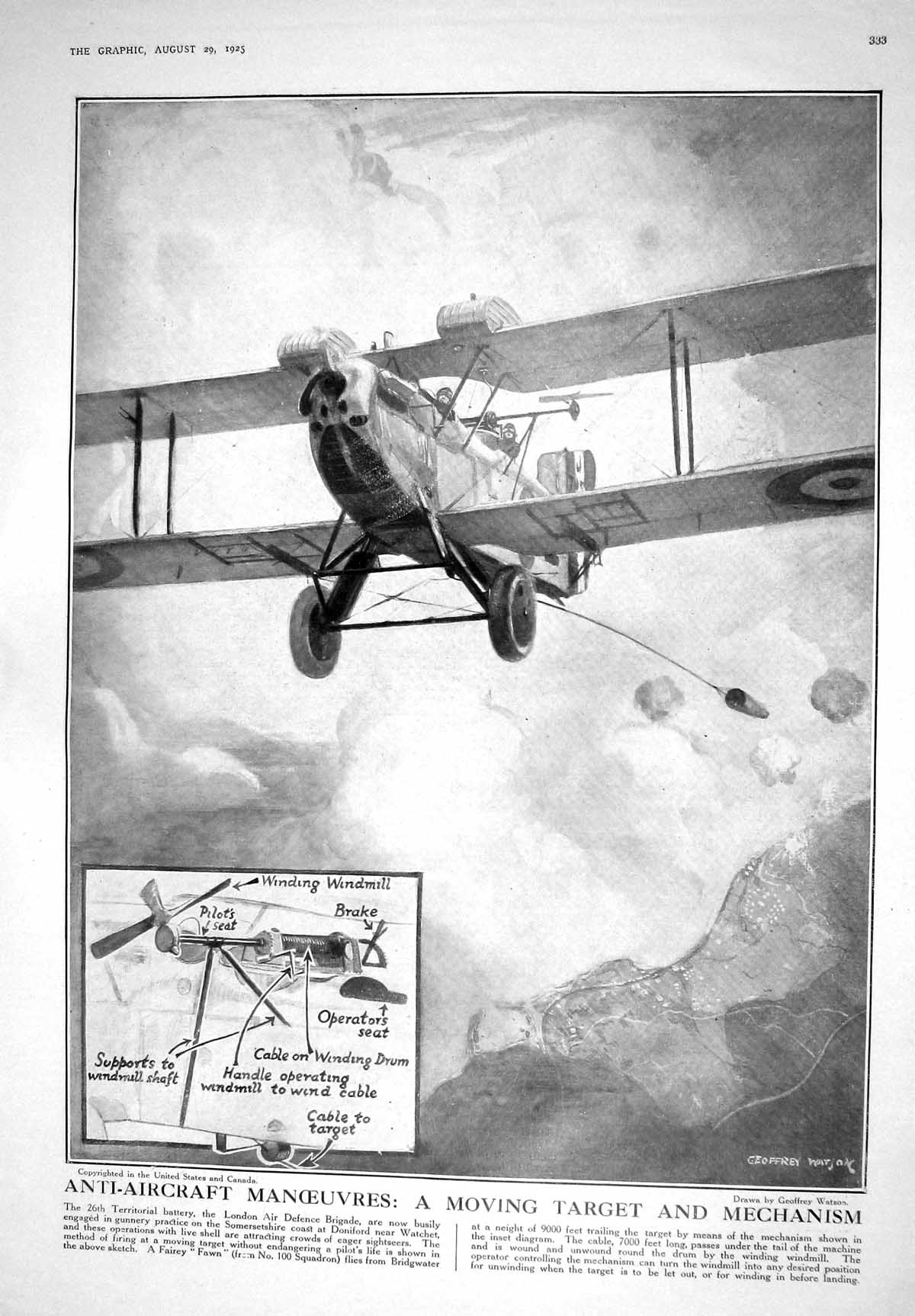 Old 1925 War Anti-Aircraft Manoeuvres London Air Defence Brigade Aero 20th