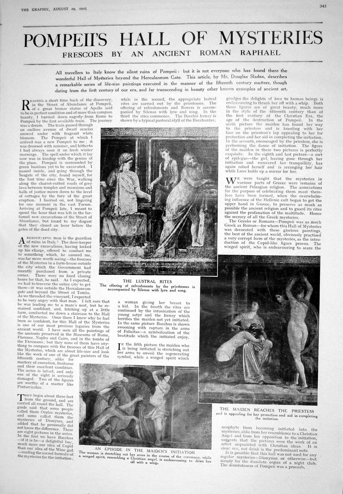 Old 1925 Pompeii Hall Frescoes Lustral Rites Maiden Priestess Vionnet 20th