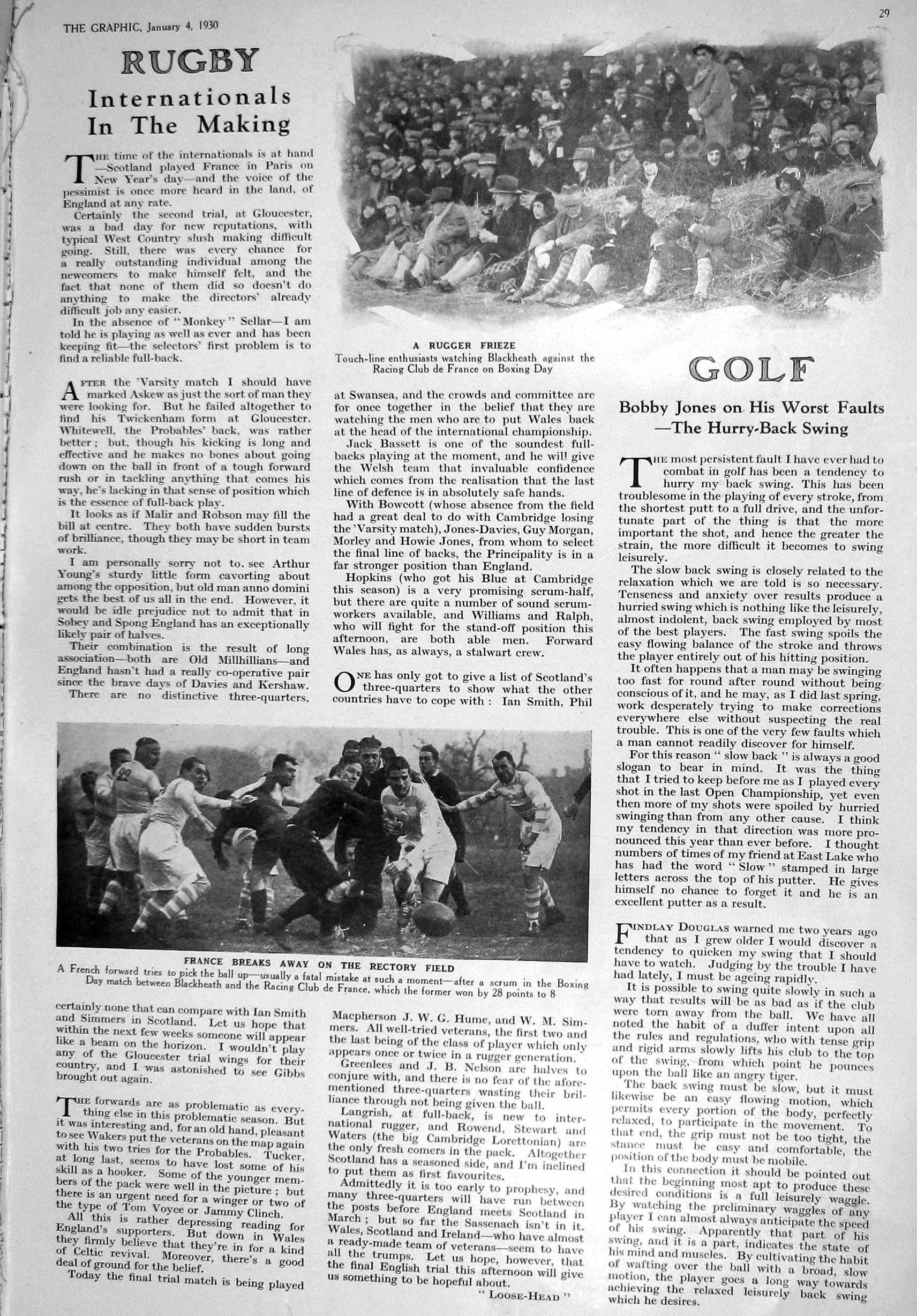 Old 1930 Rugby France Blackheath Racing Club Sport Pantomime Drury Th 20th
