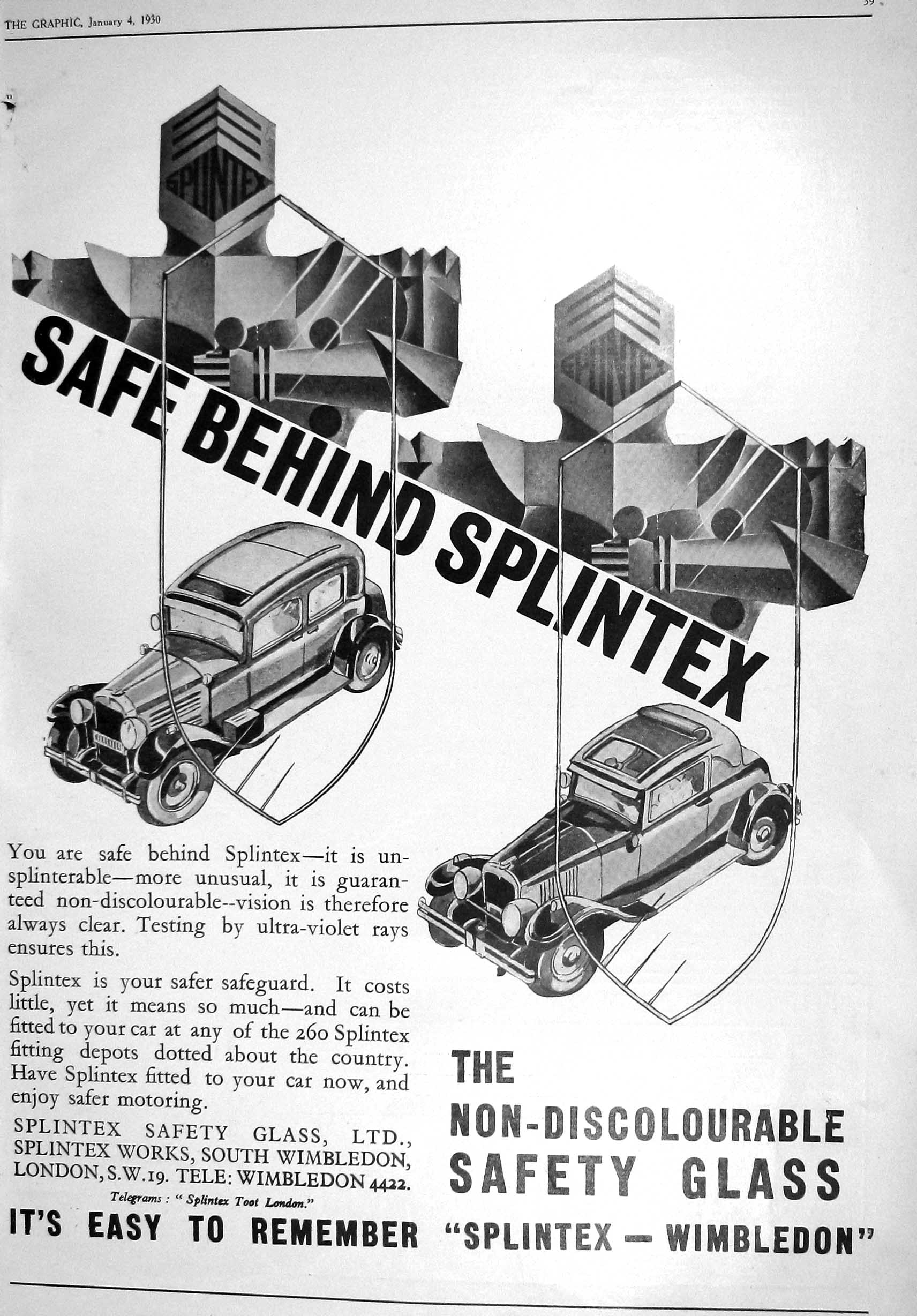 Old 1930 Splintex Safety Glass Wimbledon Auld Reekie Edinburgh Hastin 20th