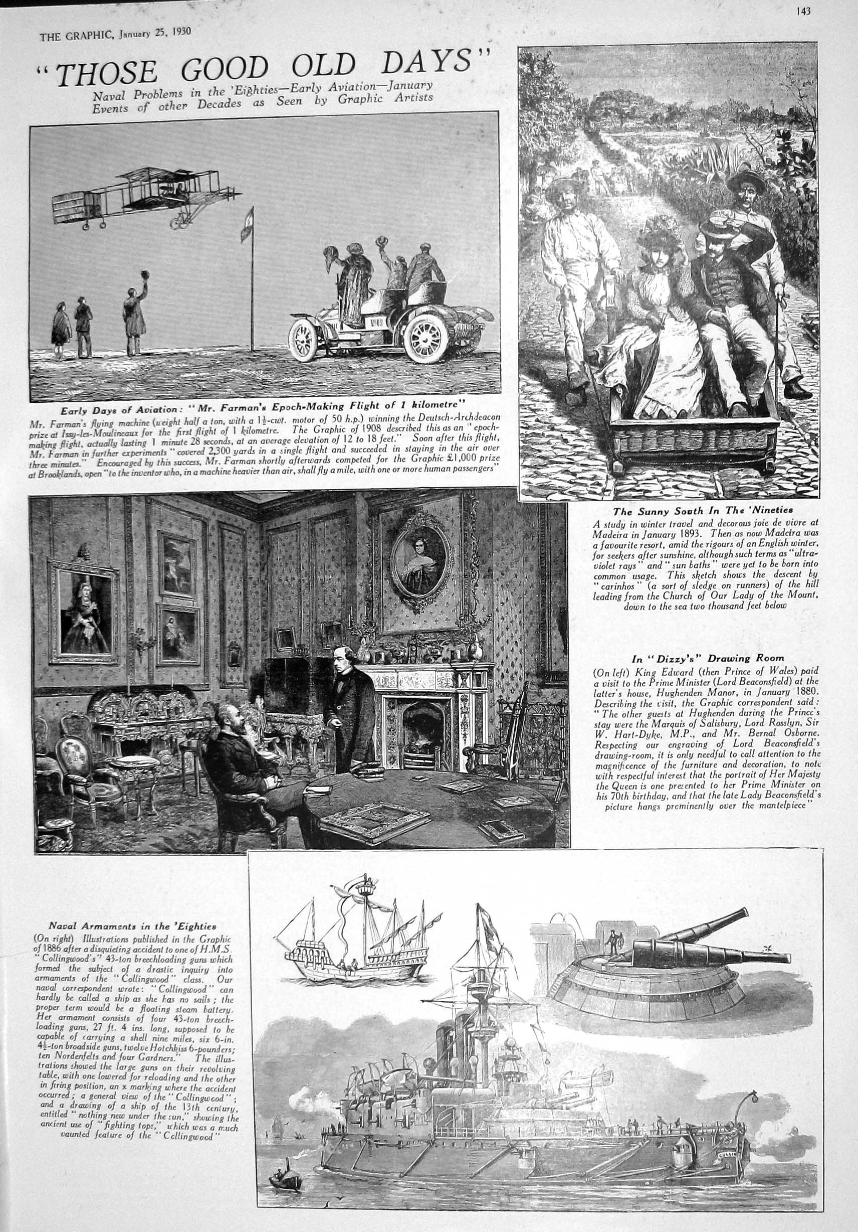 Old 1930 Farman King Edward Prince Wales Ship Collingwood Rugby Reeve 20th