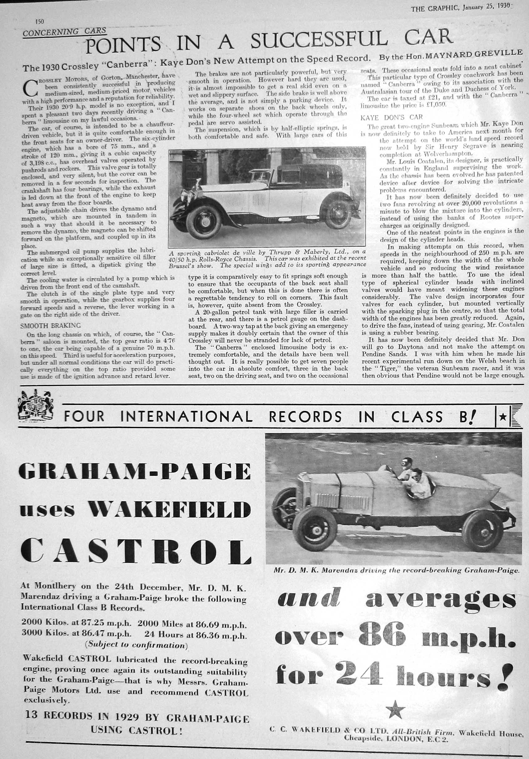 Old 1930 Cabriolet Motor Car Thrupp Graham-Paige Hovis Cannes Casino 20th