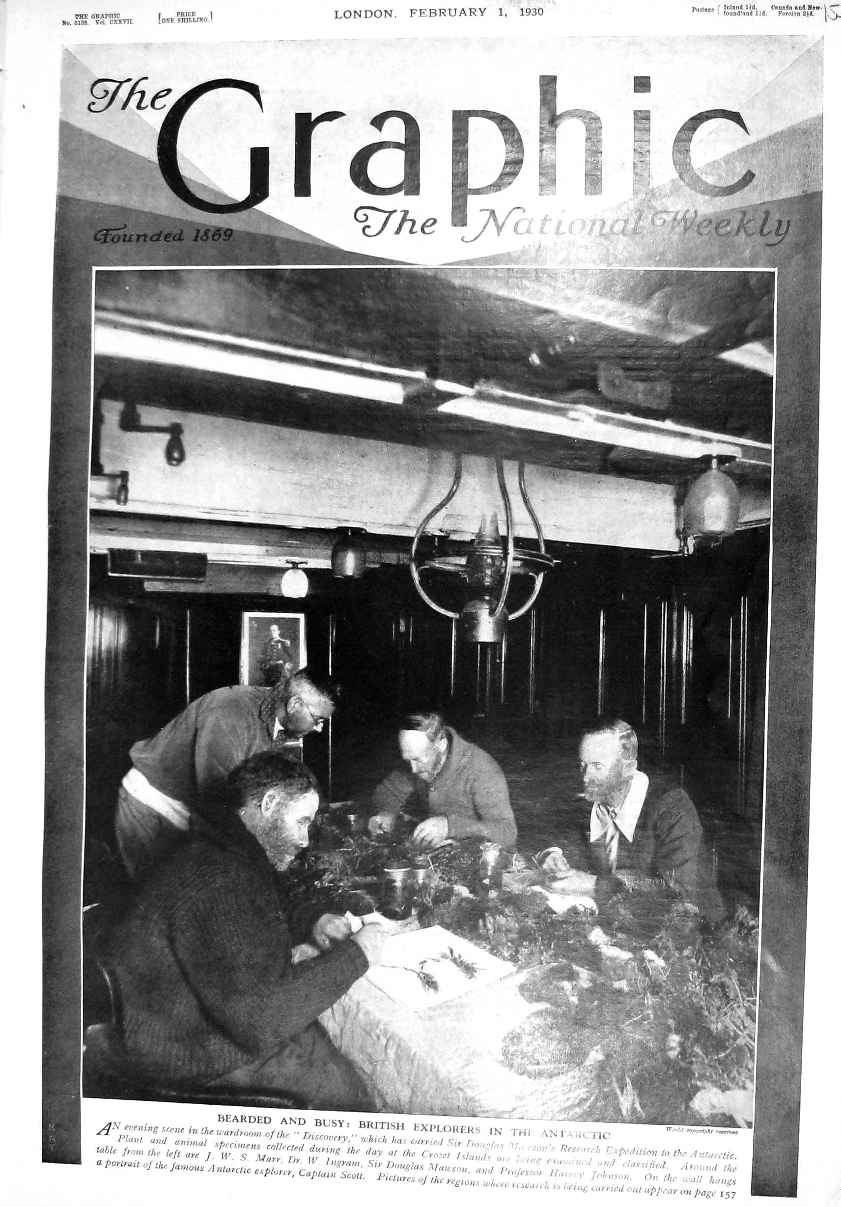 Old 1930 British Explorers Antarctic Wardroom Ship Discovery Mawson I 20th