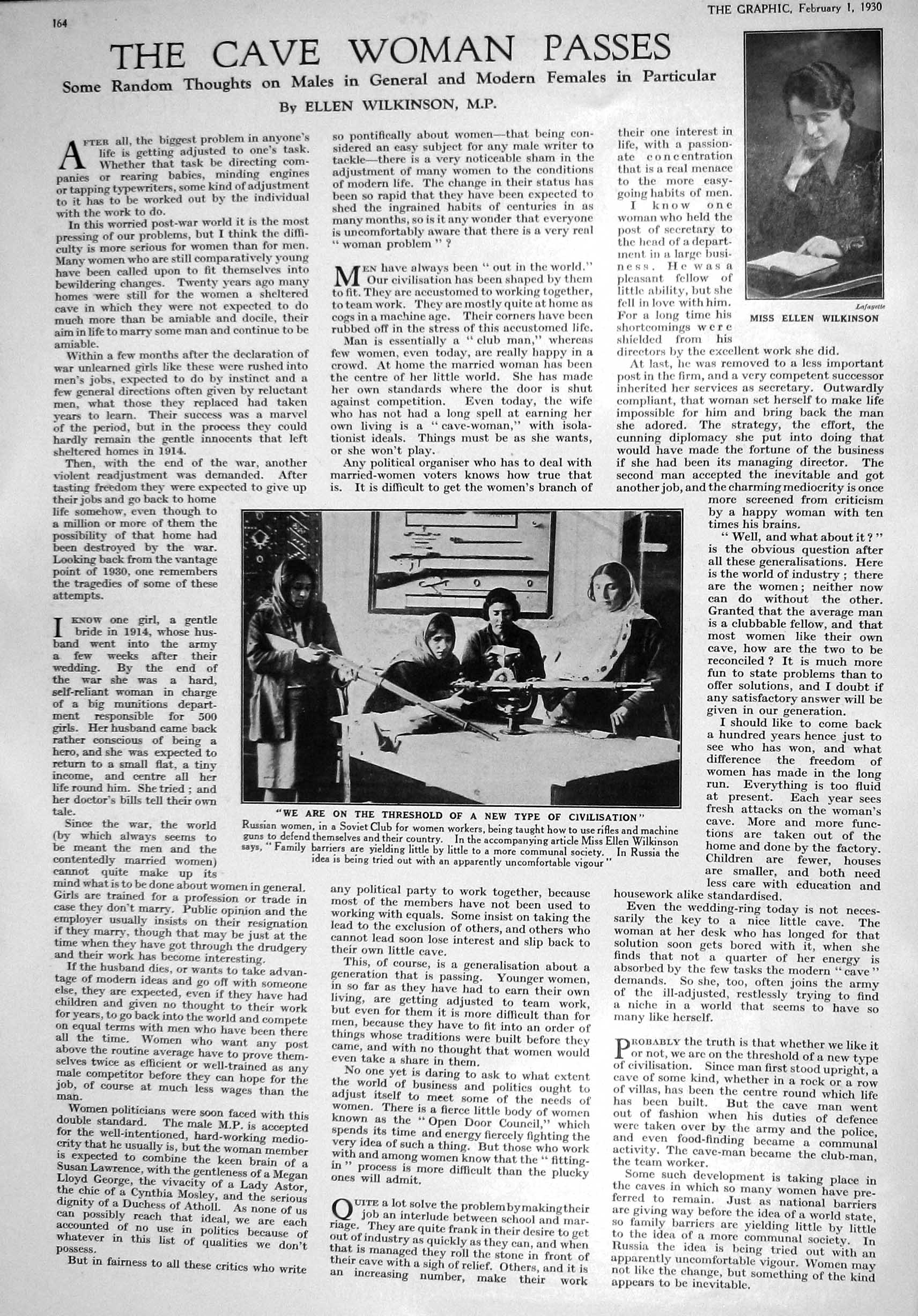 Old 1930 Ellen Wilkinson Russian Women Soviet Club Lord Roberts Granv 20th