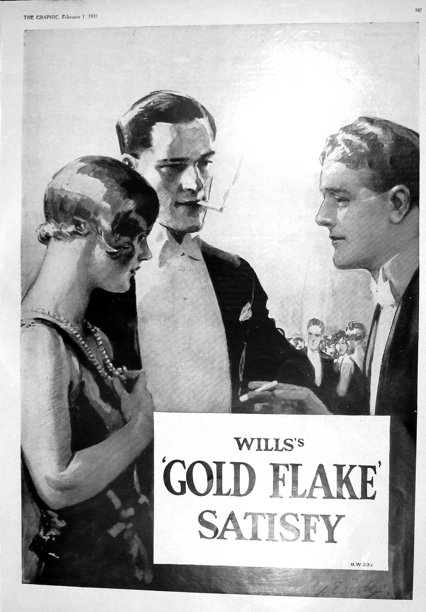 Antique Old Print 1930 Wills'S GFlake Cigarettes Crossley Sports Car Players