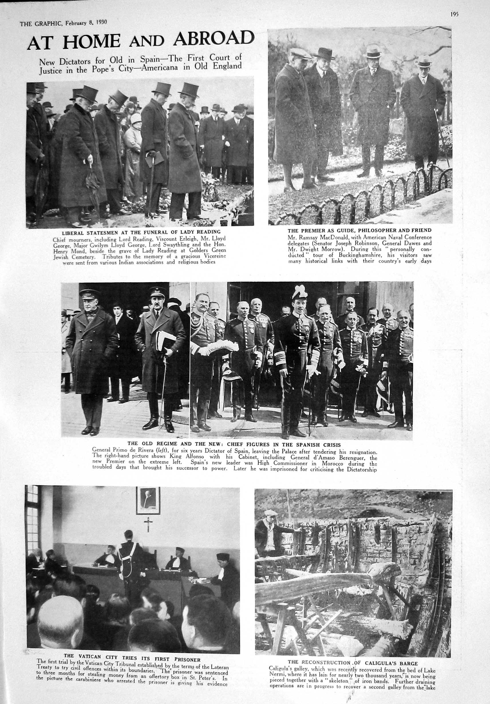 Old 1930 Dictators Spain Pope Vatican Caligula King Alfonso Macdonald 20th