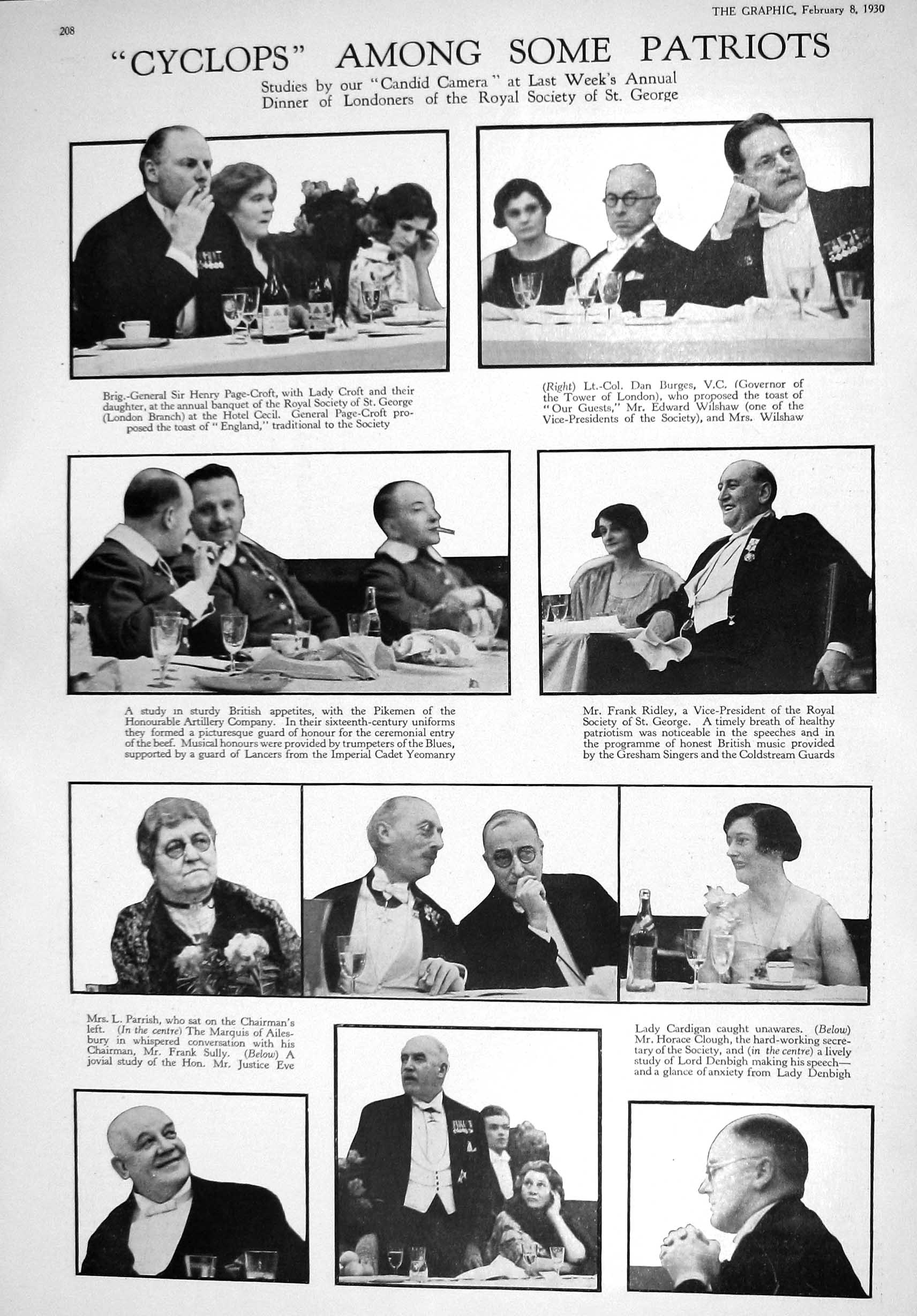 Old 1930 Society George Page-Croft Burges Parrish Cardigan Clough Cur 20th