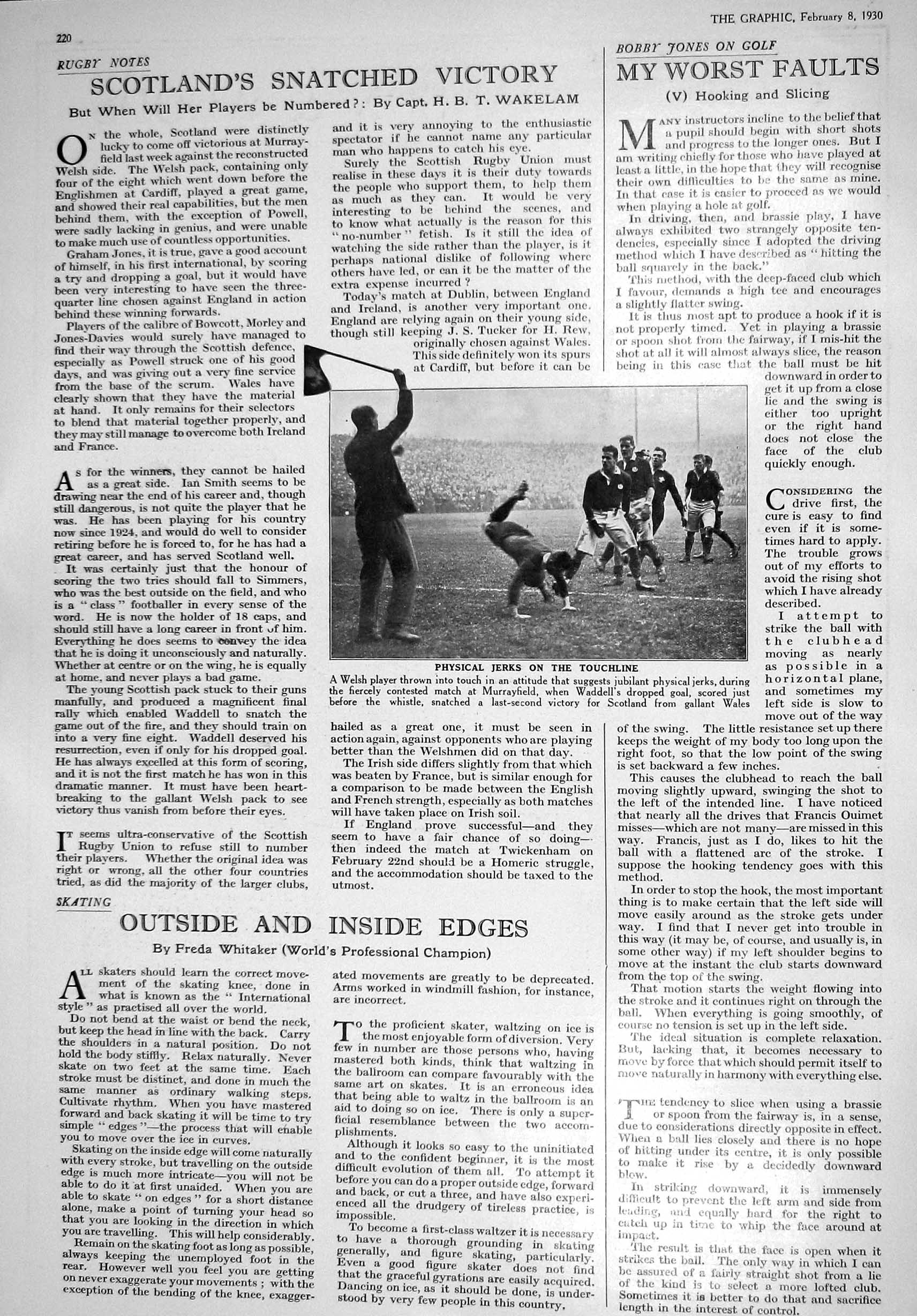 Old 1930 Wales Rugby Murrayfield Waddell Scotland Somme Battlefield W 20th