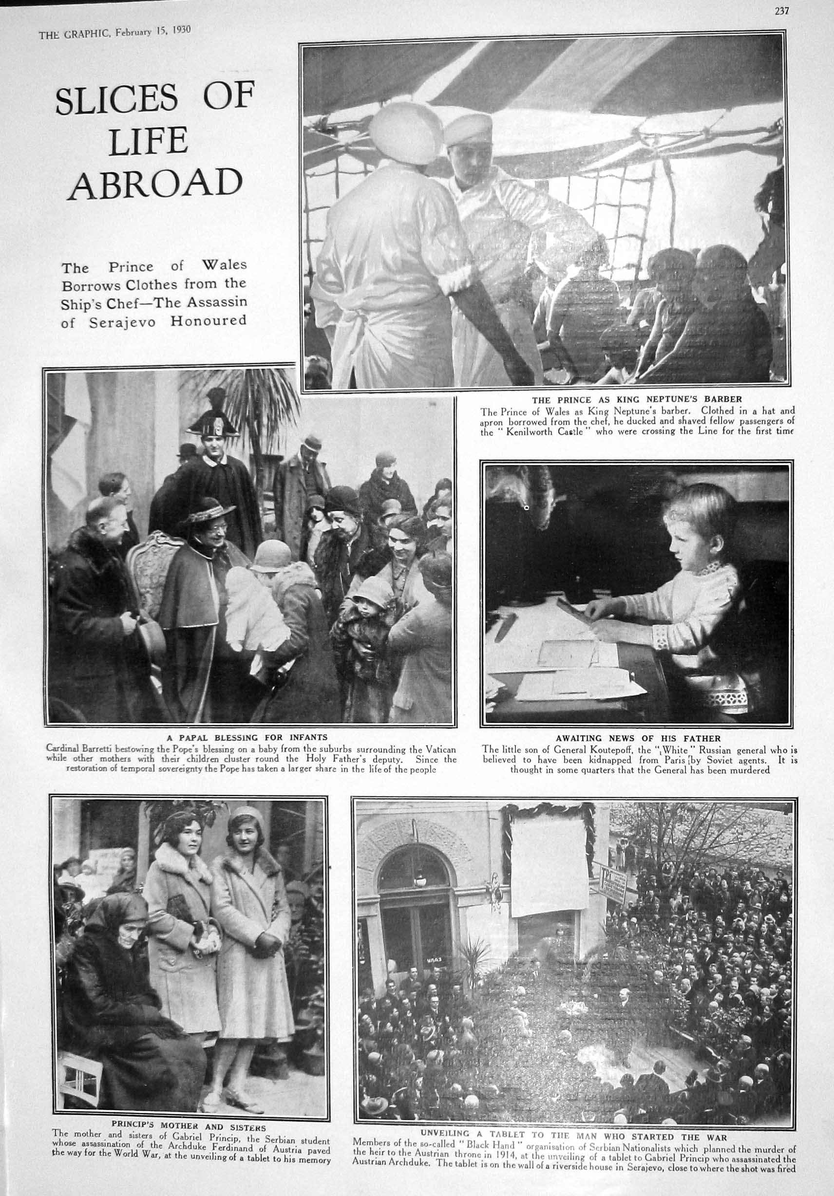 Old 1930 Prince Wales Cardinal Barretti Kenilworth Castle Ship Cartoo 20th