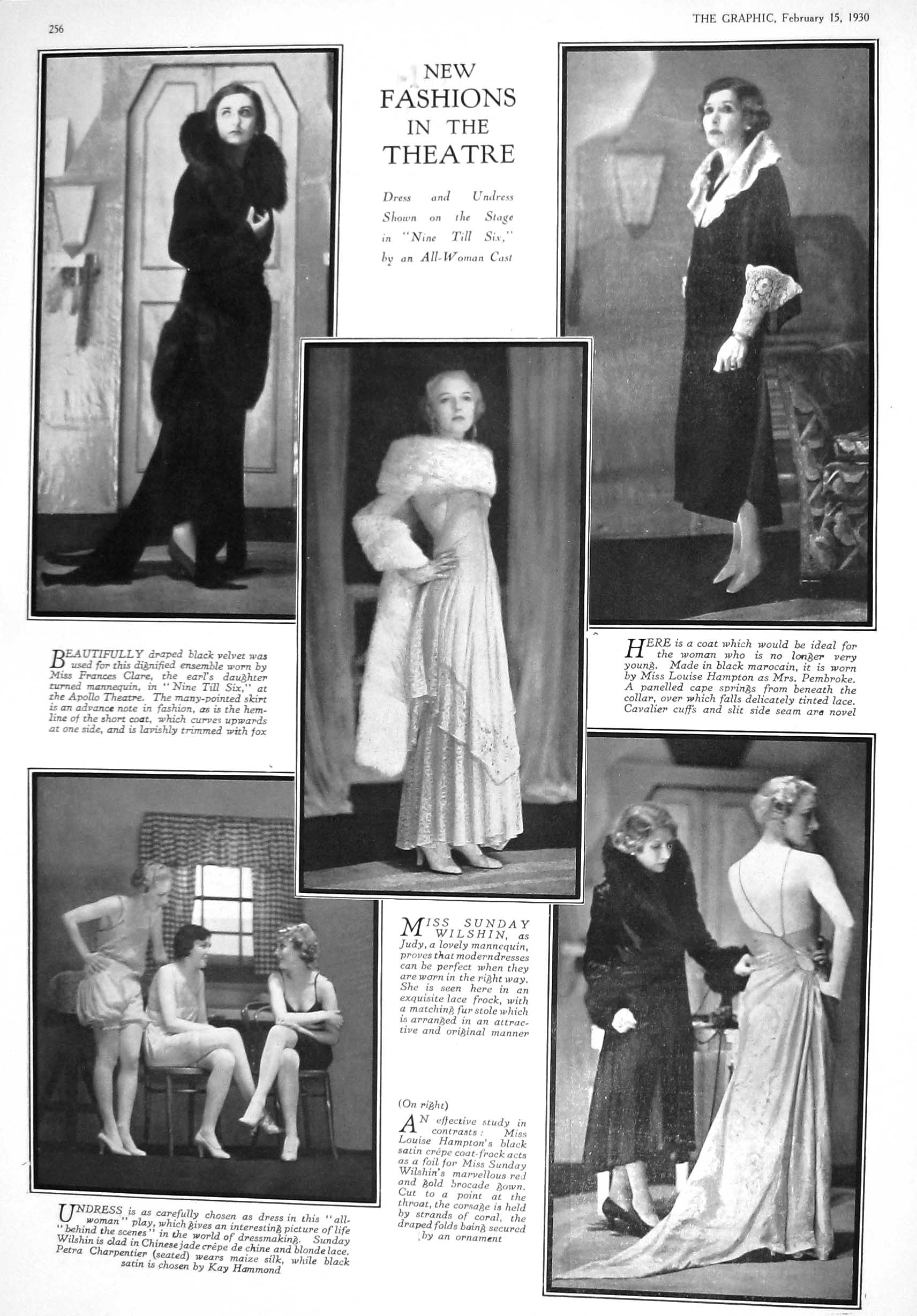Old 1930 Theatre Fashion Clare Hampton Wilshun Carpenter Hartnell Fro 20th