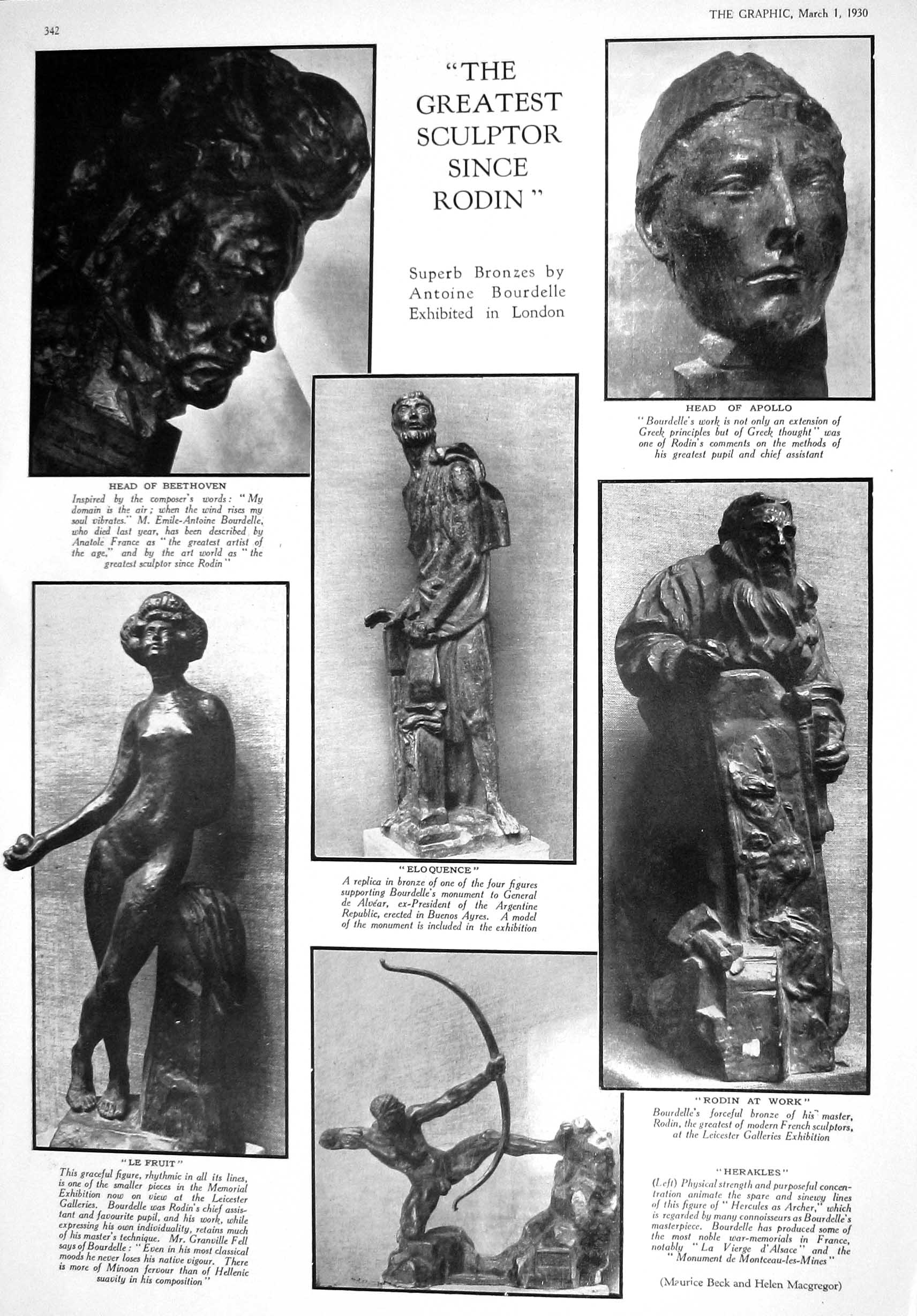Old 1930 Sculptor Bronze Antoine Bourdelle Rodin Morton Selten Holmes 20th