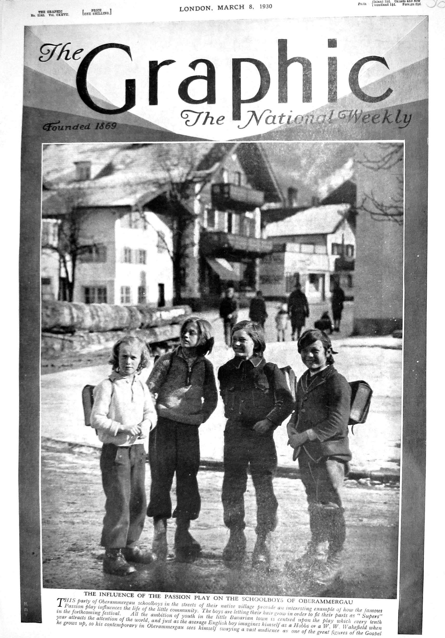 Old 1930 Party Oberammergau Schoolboys Passion Play Bavarian Town Hai 20th