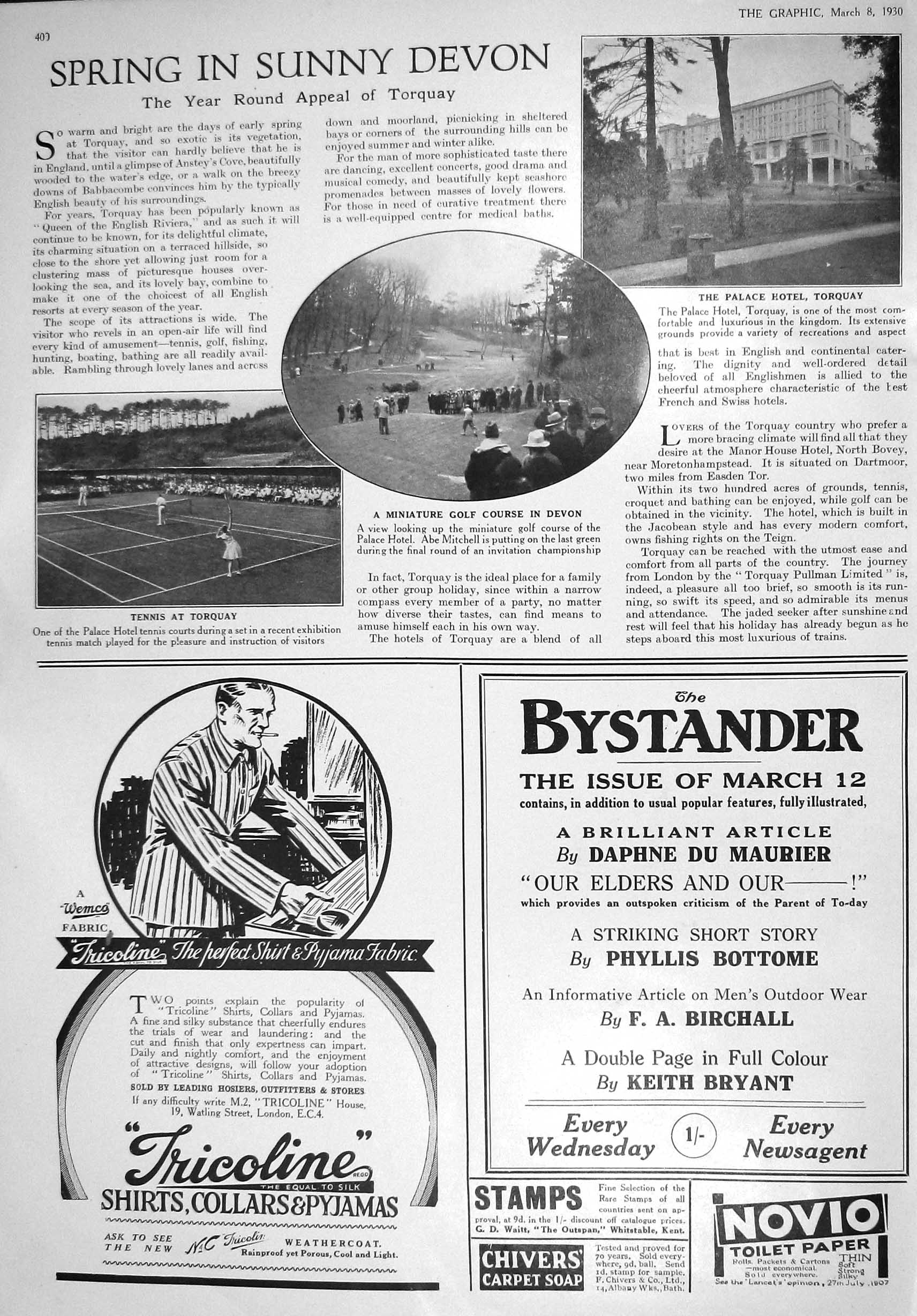 Old 1930 Tennis Torquay Golf Devon Palace Hotel Tricoline Men Smoking 20th