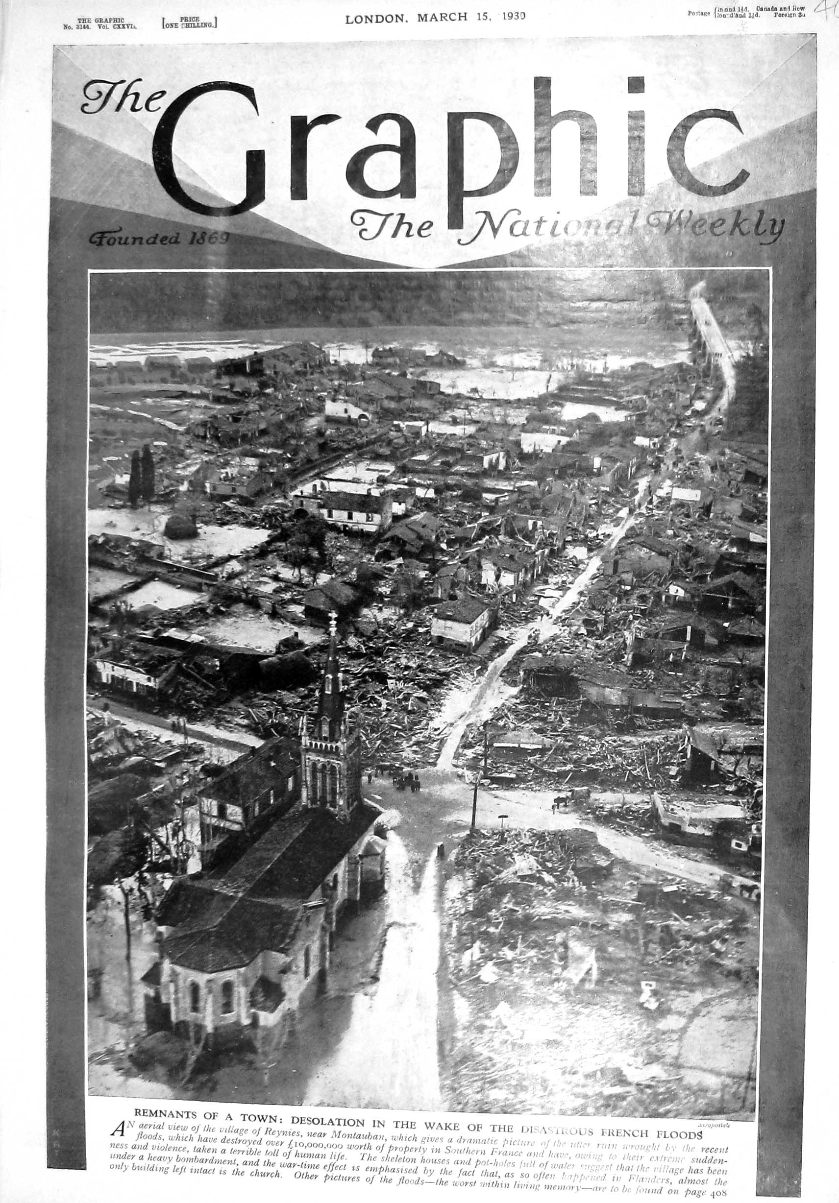 Old 1930 Desolation France Floods Village Reynies Montbauban Photogra 20th