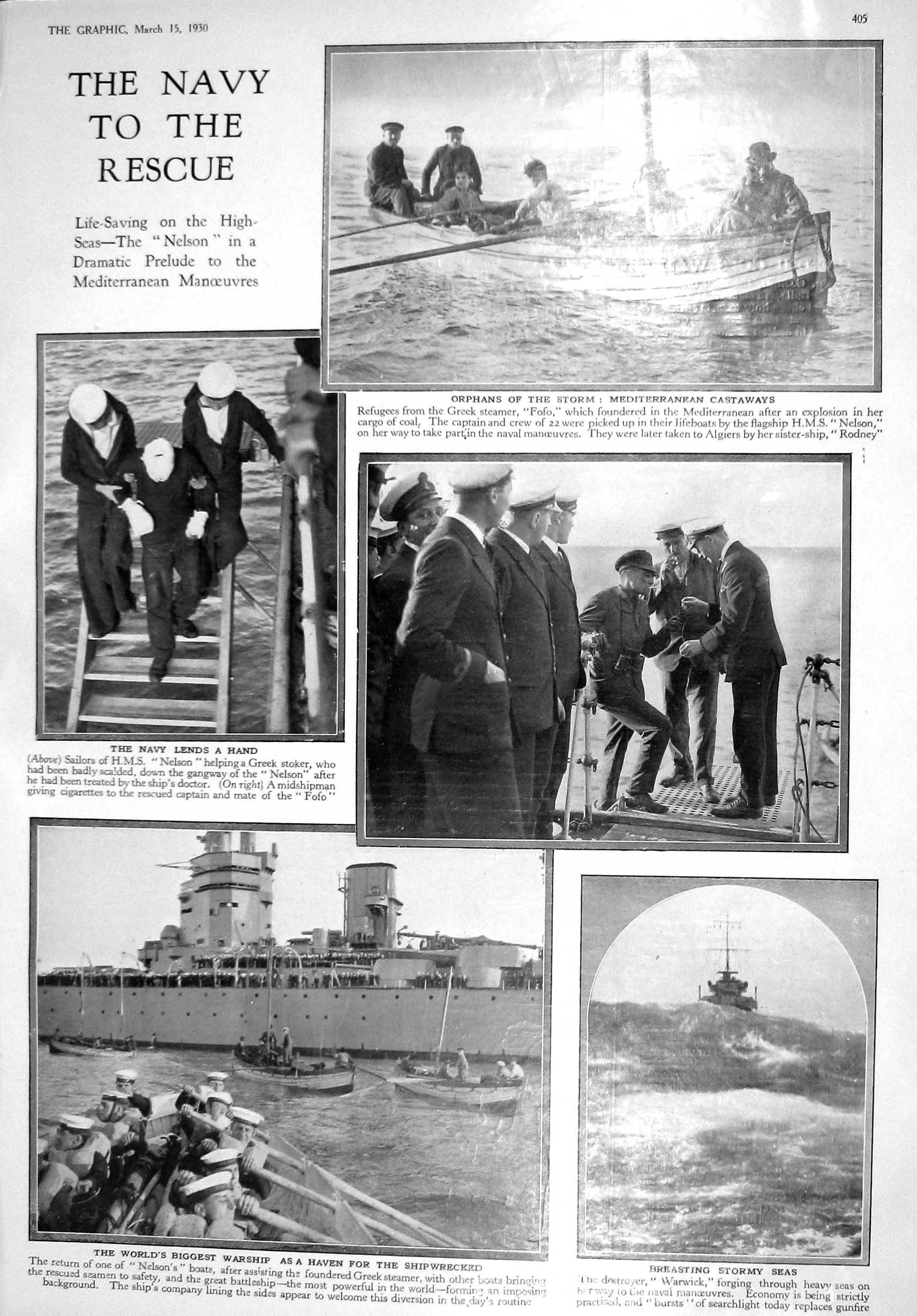 Old 1930 Navy Sailors Ship Ship Nelson Fofo Warwick Commons Cartoon A 20th