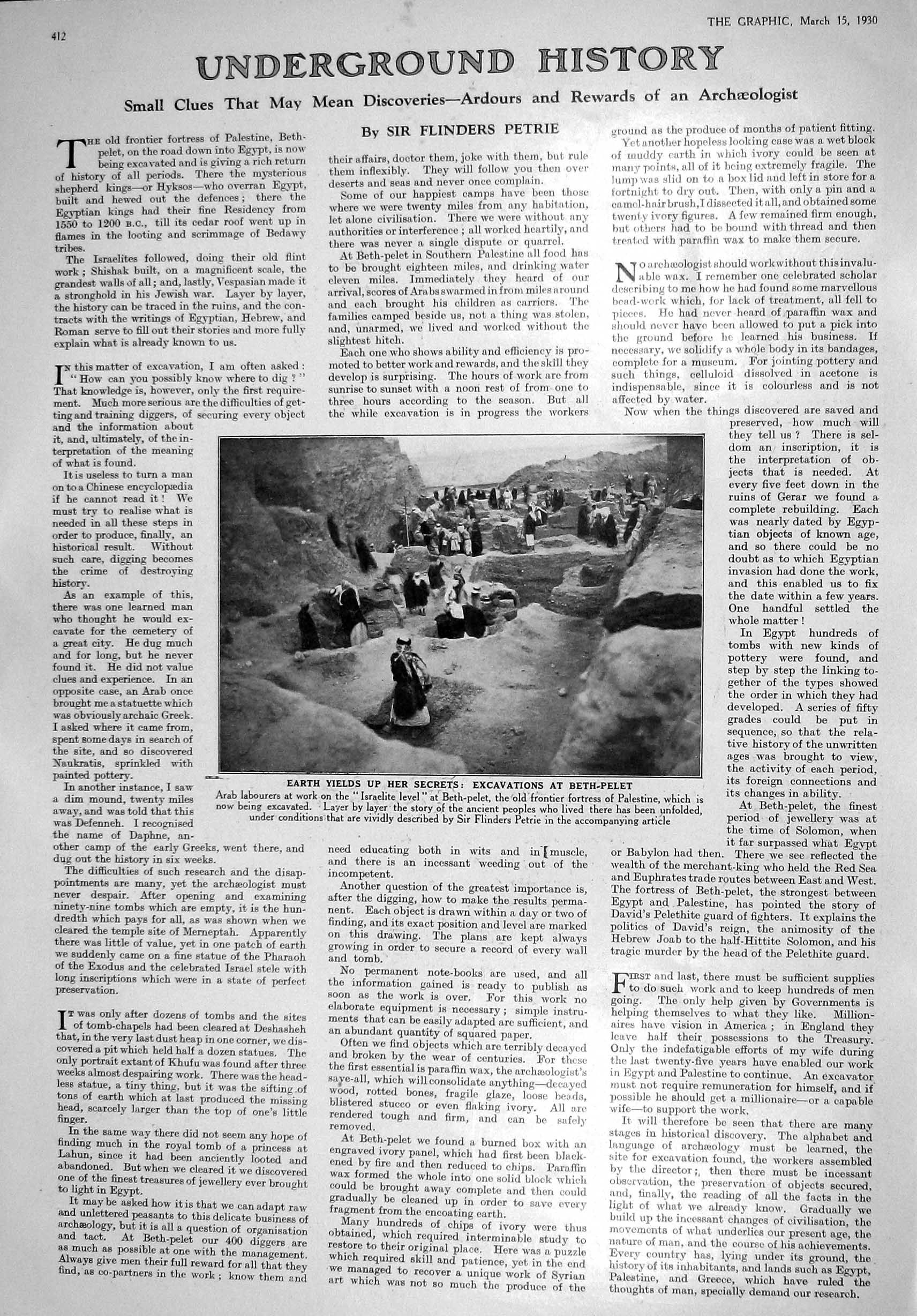 Old 1930 Excavations Beth-Pelet Arab Labourers Palestine Hunt Ball Ro 20th