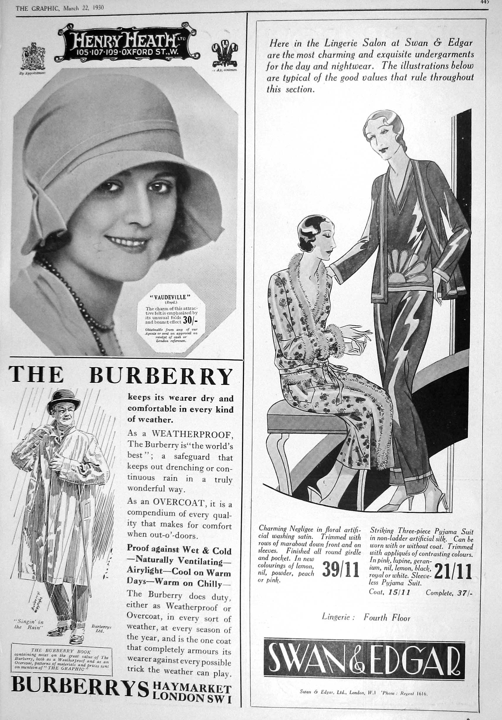 Antique Print 1930 Heath Burberry Swan Edgar Robinson Triumph Novio Hindes 20th