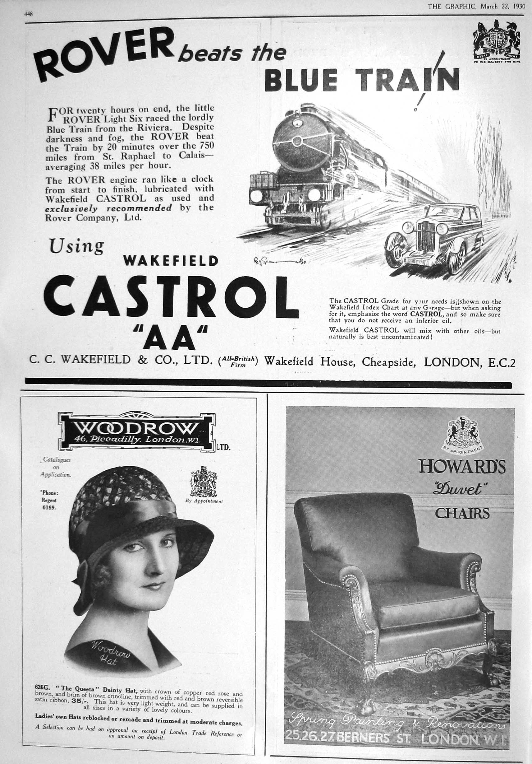 Antique Print 1930 Castrol Train Wakefield Woodrow Howards Heath Scotch Ale