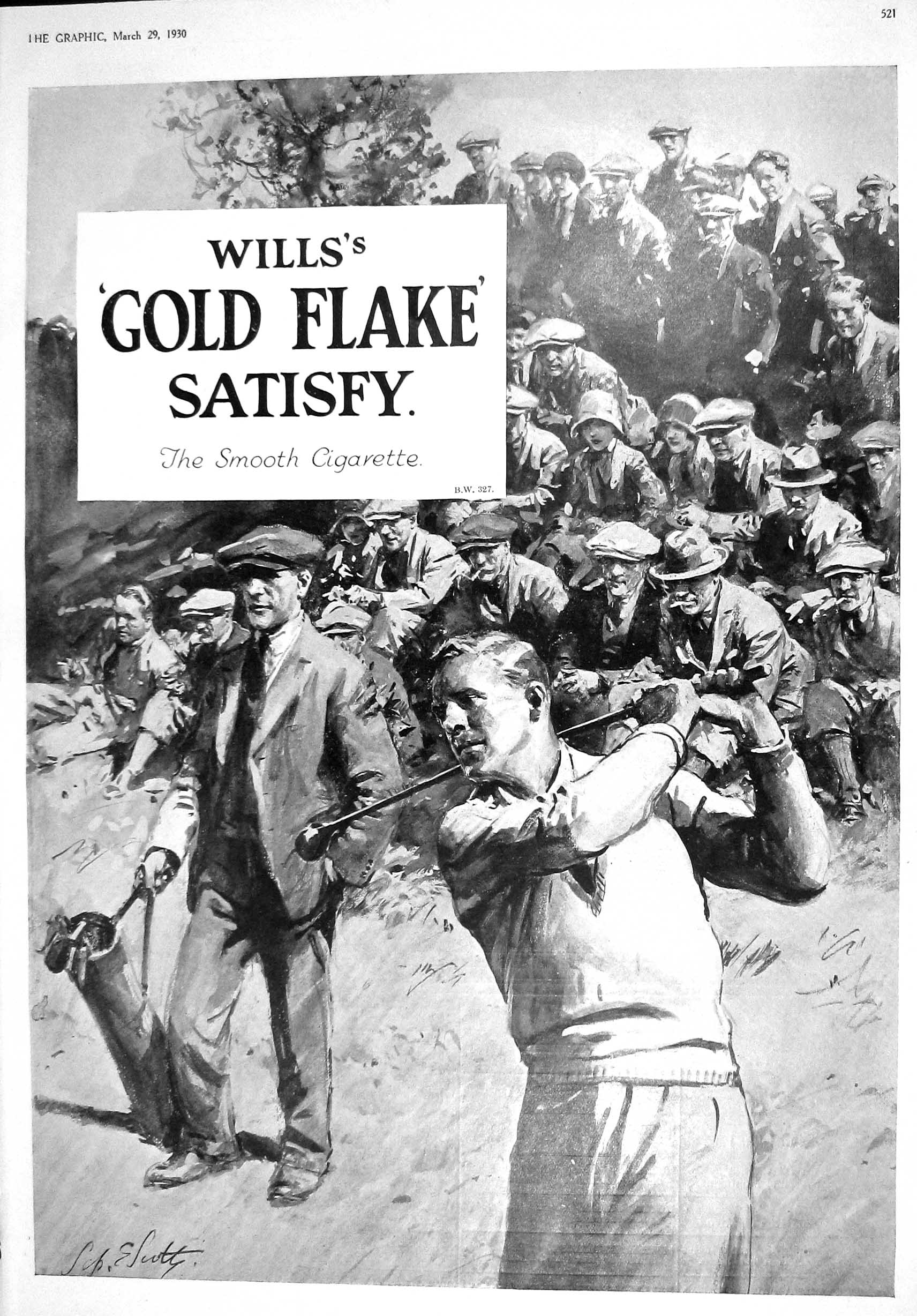 Antique Print 1930 Advertisement Wills'S GFlake Cigarettes Golf Fiat Motor 20th