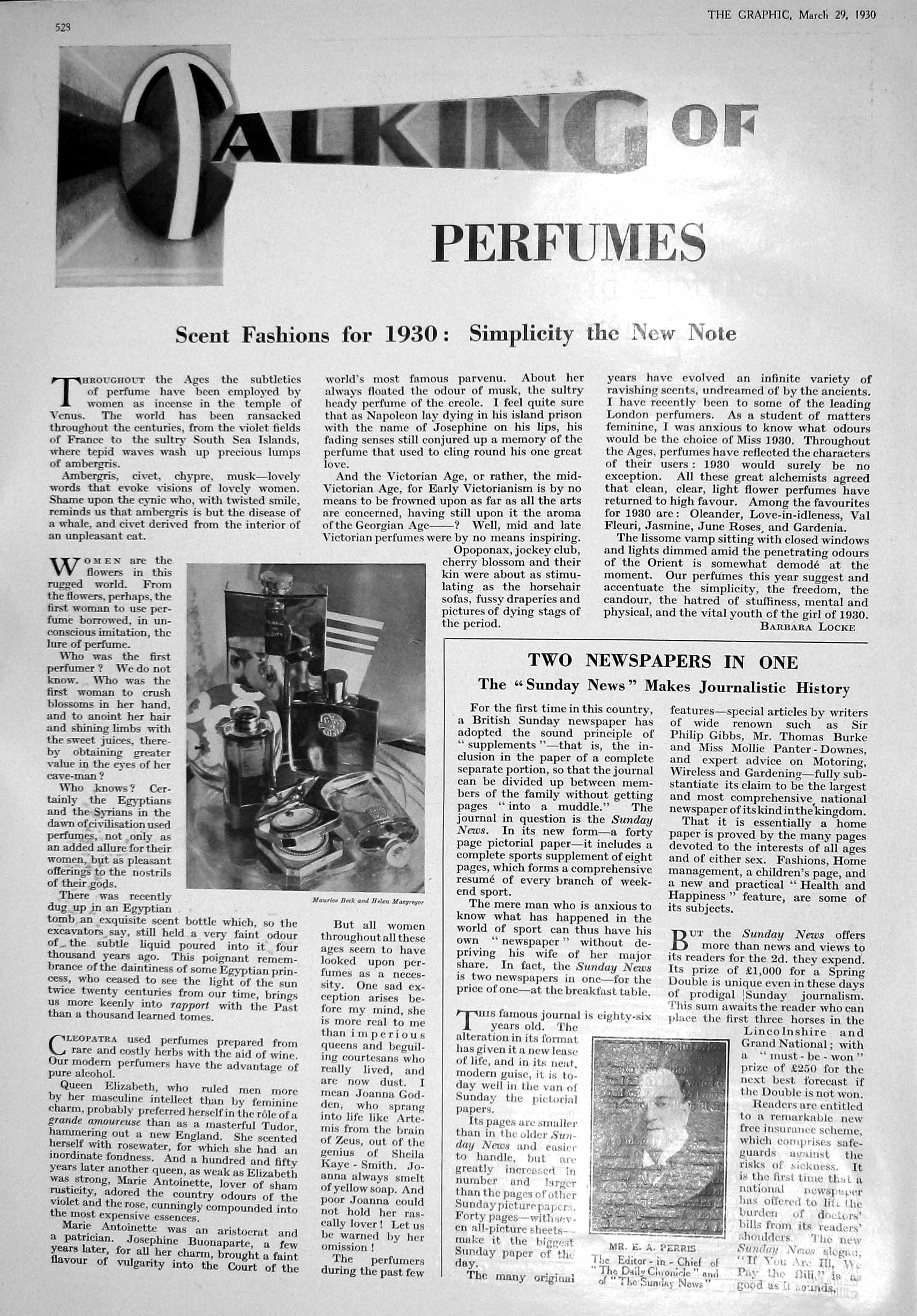 Old 1930 Perris Editor Chronicle Perfume Ray Therapy Artificial Sun C 20th